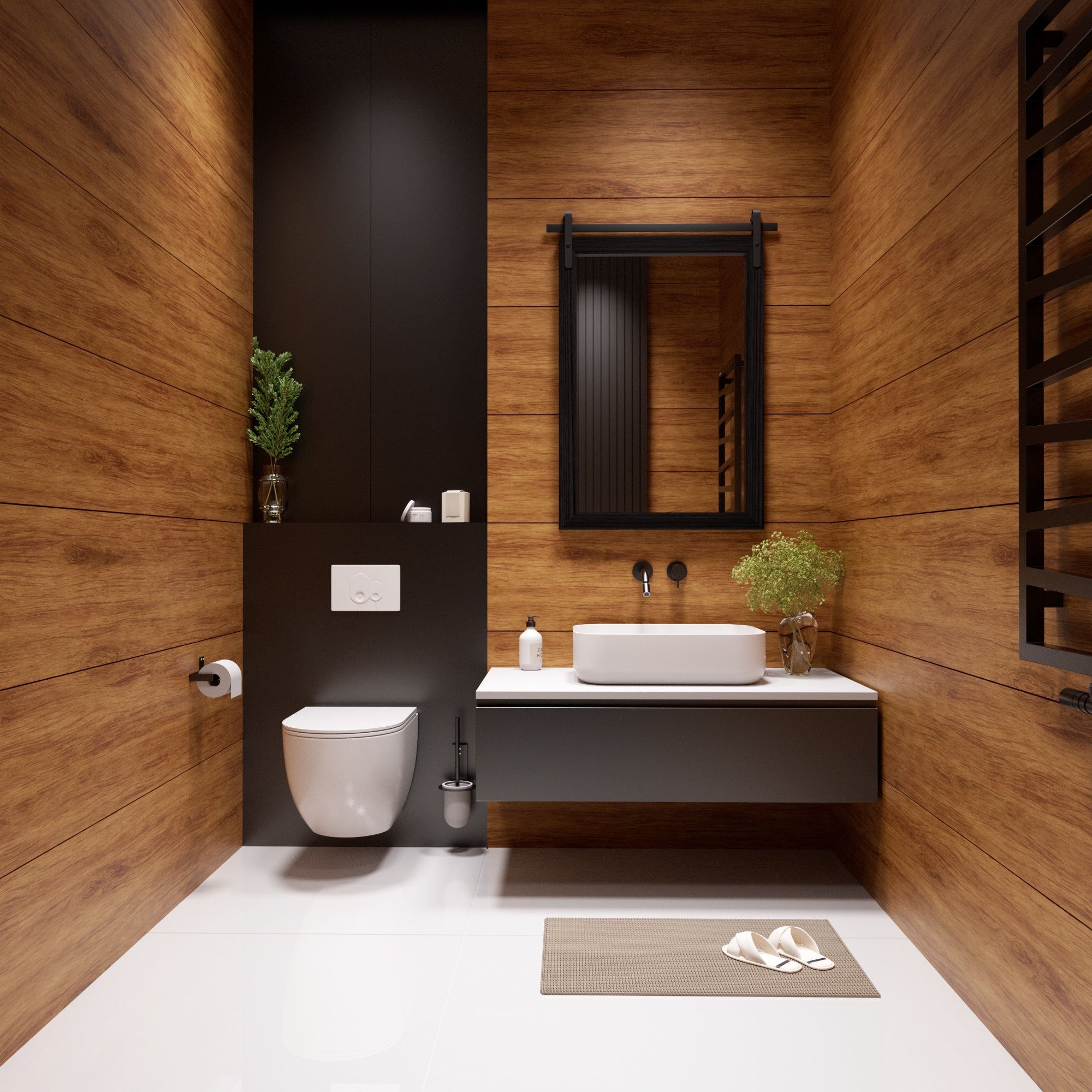 Miroir de ferme rustique Miroir de courtoisie Cadre en bois massif avec miroir de style grange en métal