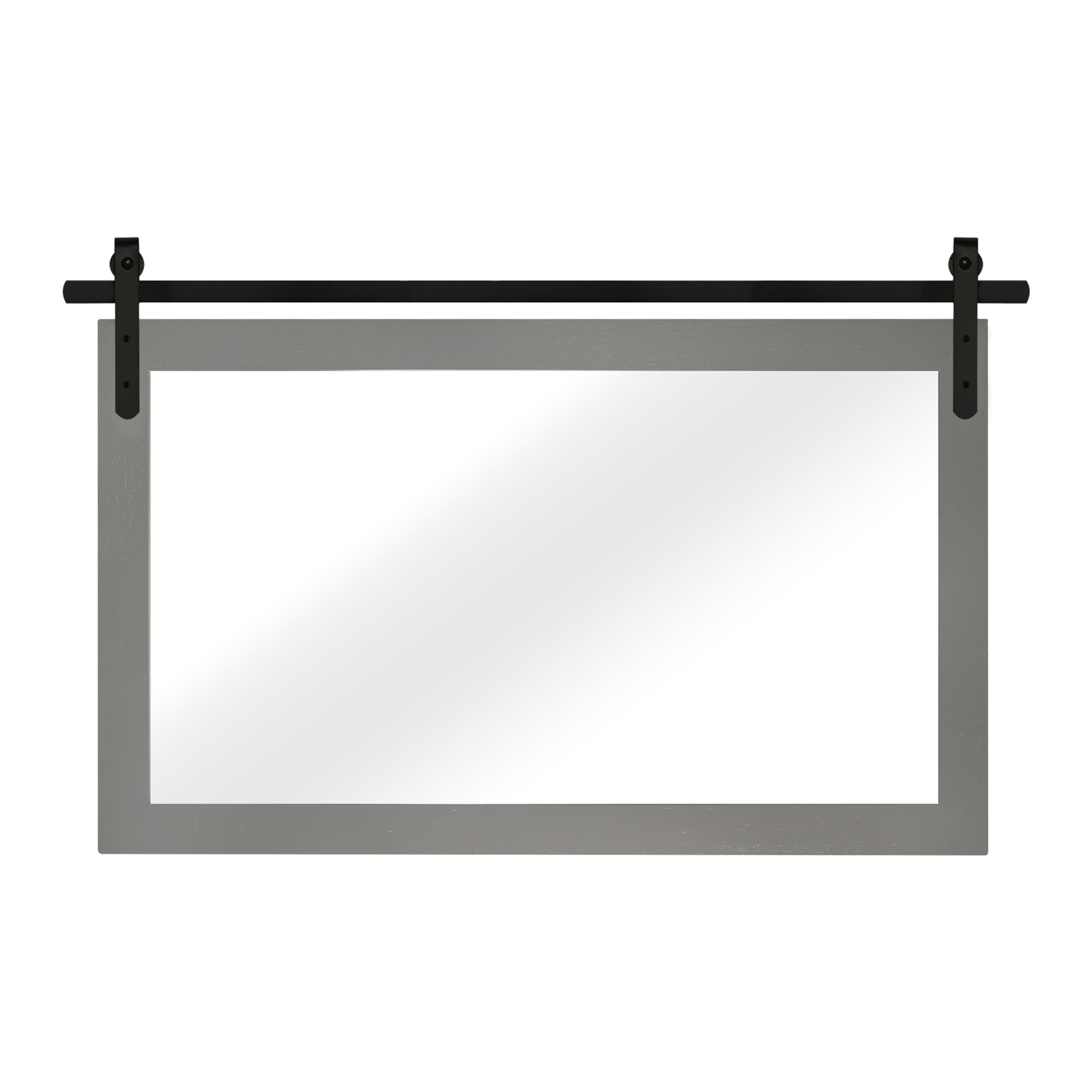 Miroir de ferme rustique Miroir de courtoisie Cadre en bois massif avec miroir de style grange en métal