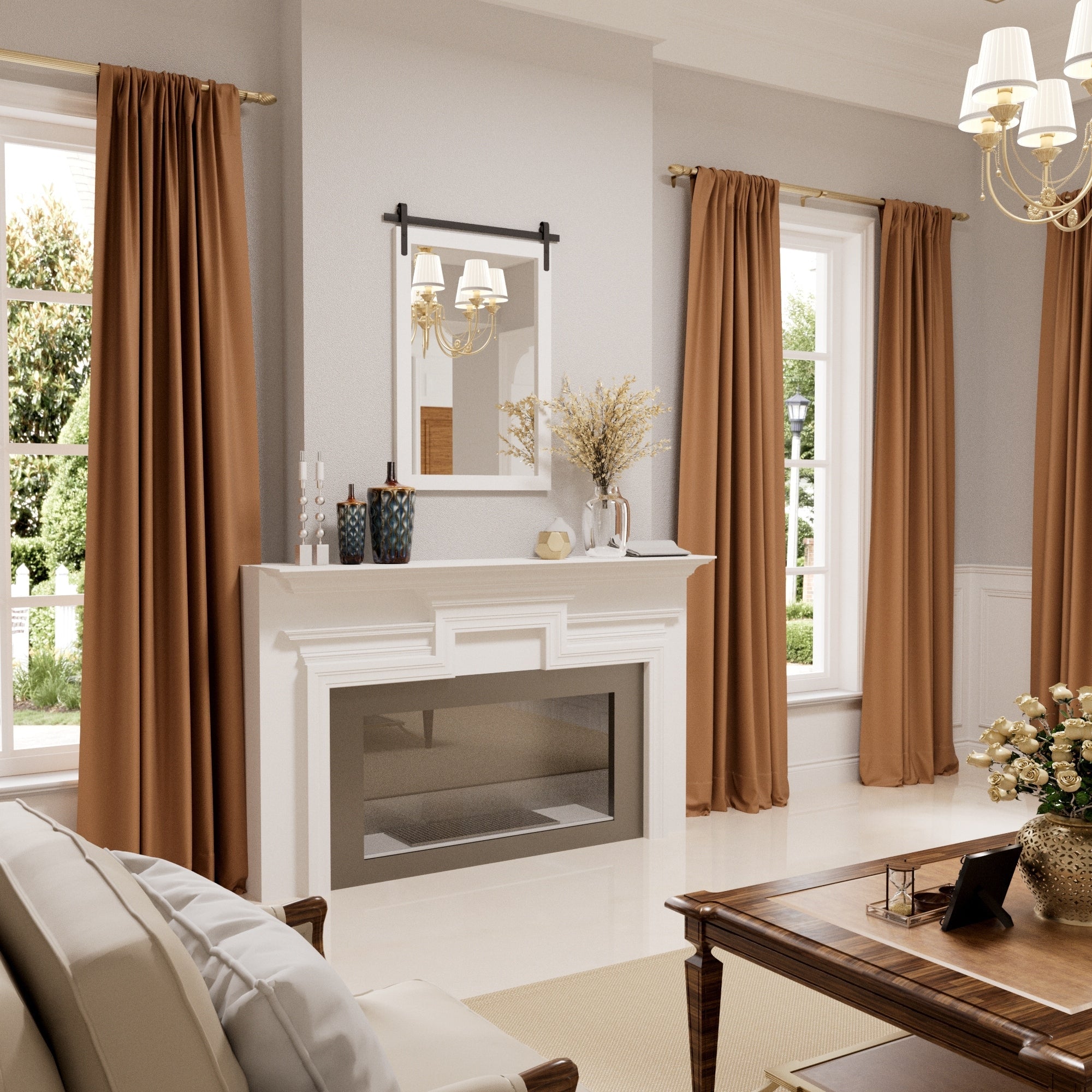 Miroir de ferme rustique Miroir de courtoisie Cadre en bois massif avec miroir de style grange en métal