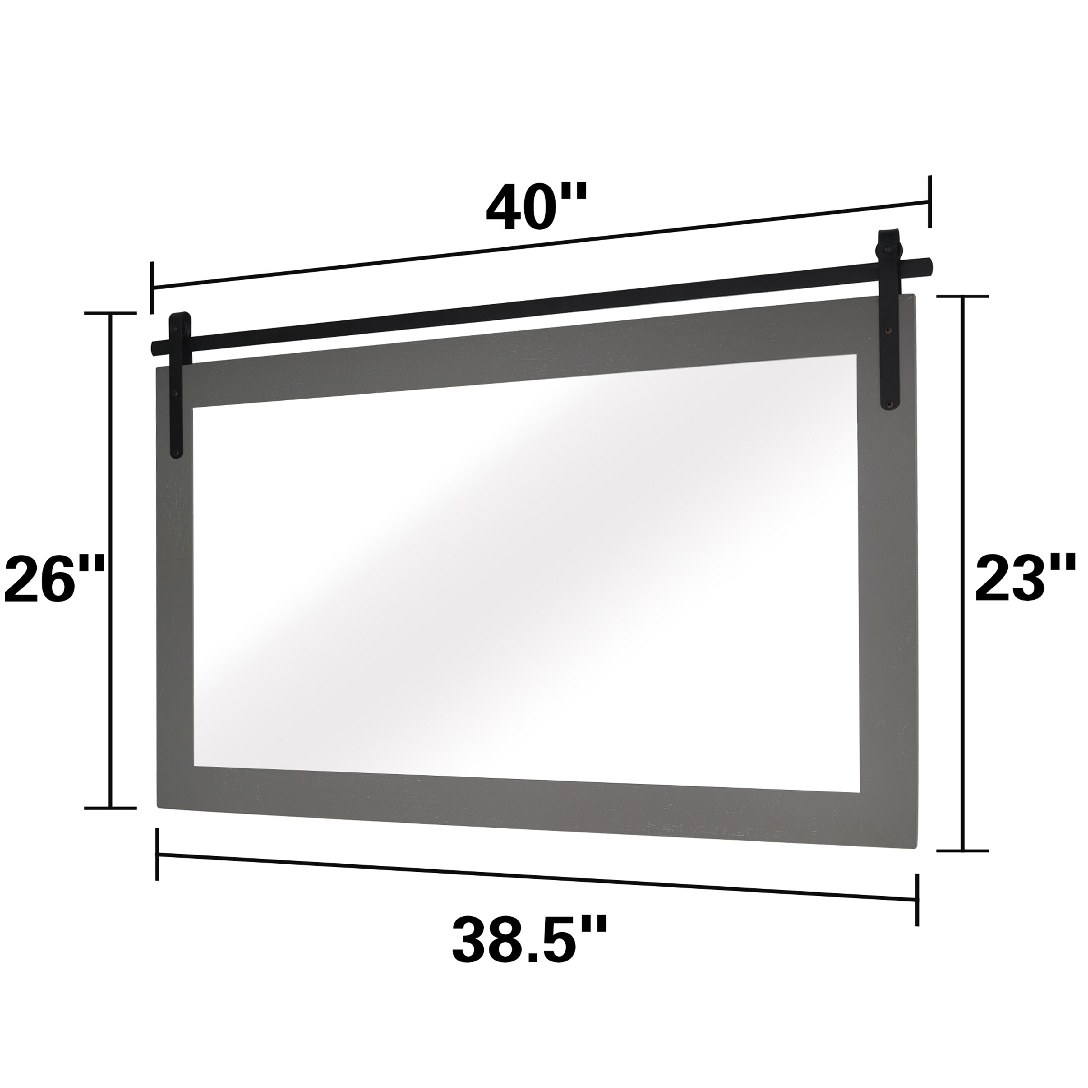 Miroir de ferme rustique Miroir de courtoisie Cadre en bois massif avec miroir de style grange en métal