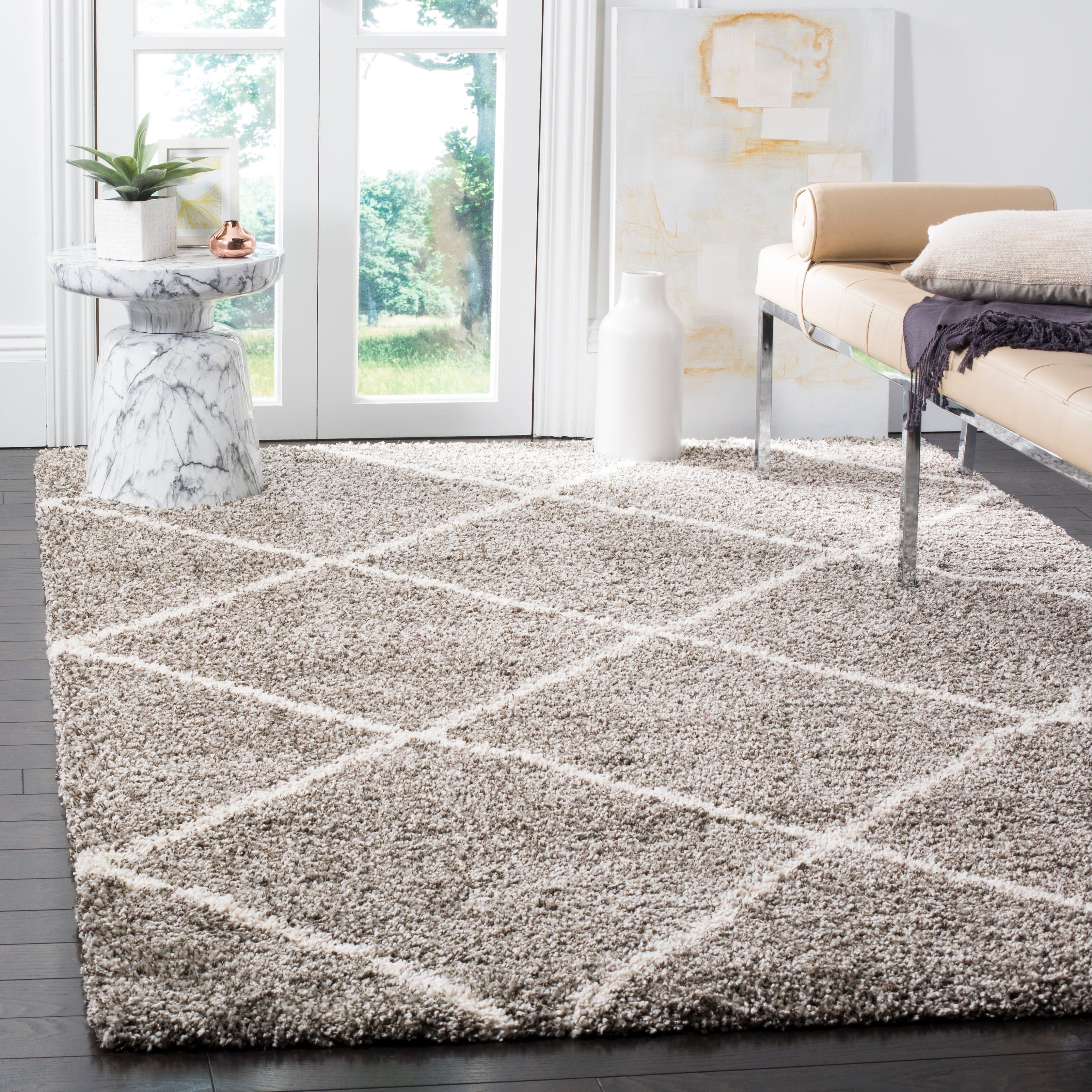 Tapis SAFAVIEH Hudson Shag Raili Diamond Treillis de 2 pouces d'épaisseur