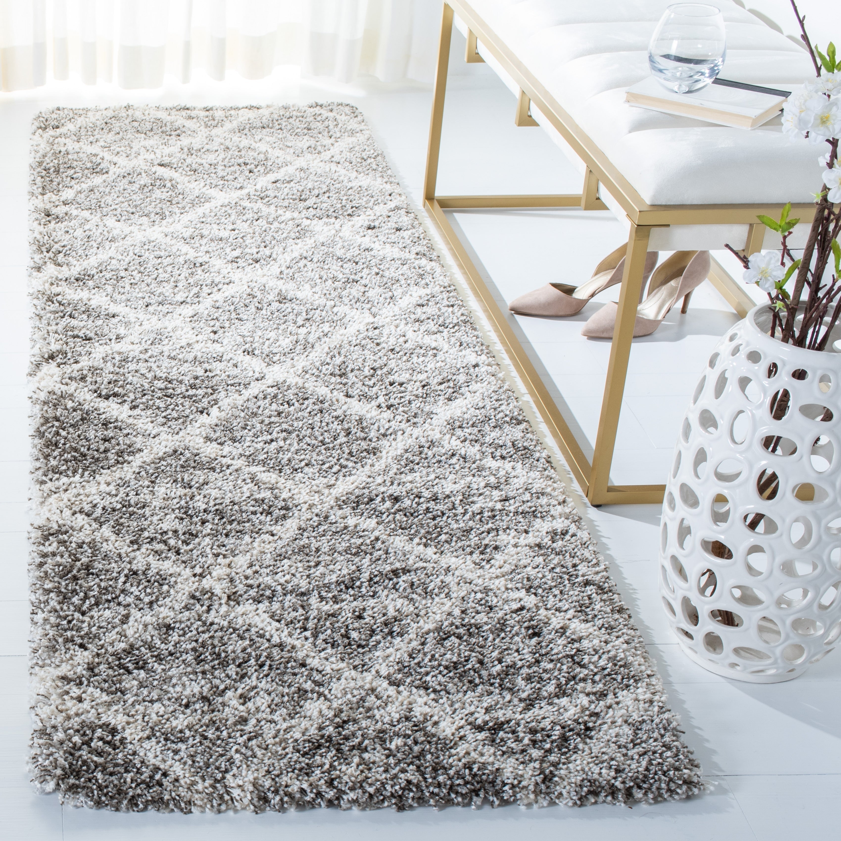 Tapis SAFAVIEH Hudson Shag Raili Diamond Treillis de 2 pouces d'épaisseur