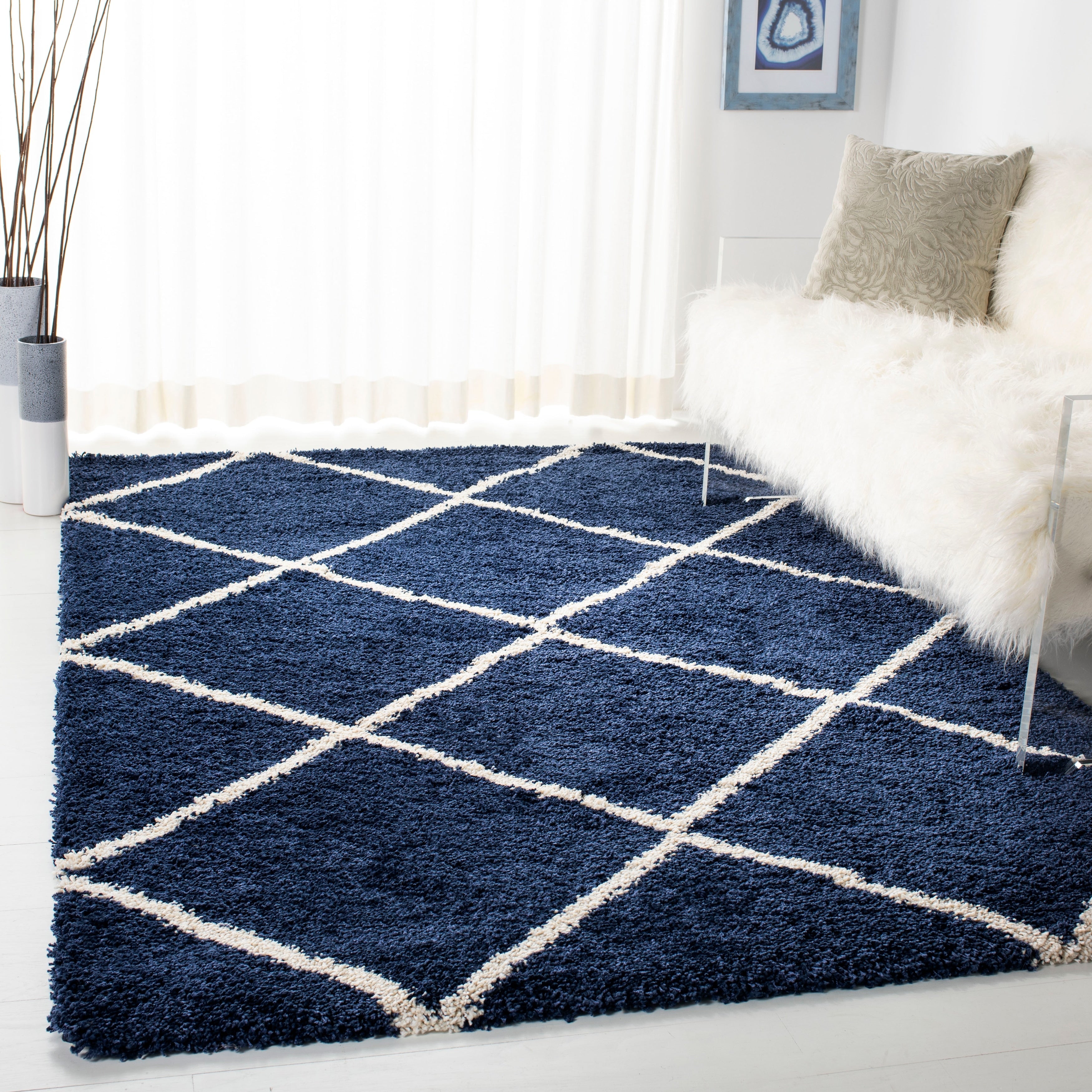 Tapis SAFAVIEH Hudson Shag Raili Diamond Treillis de 2 pouces d'épaisseur