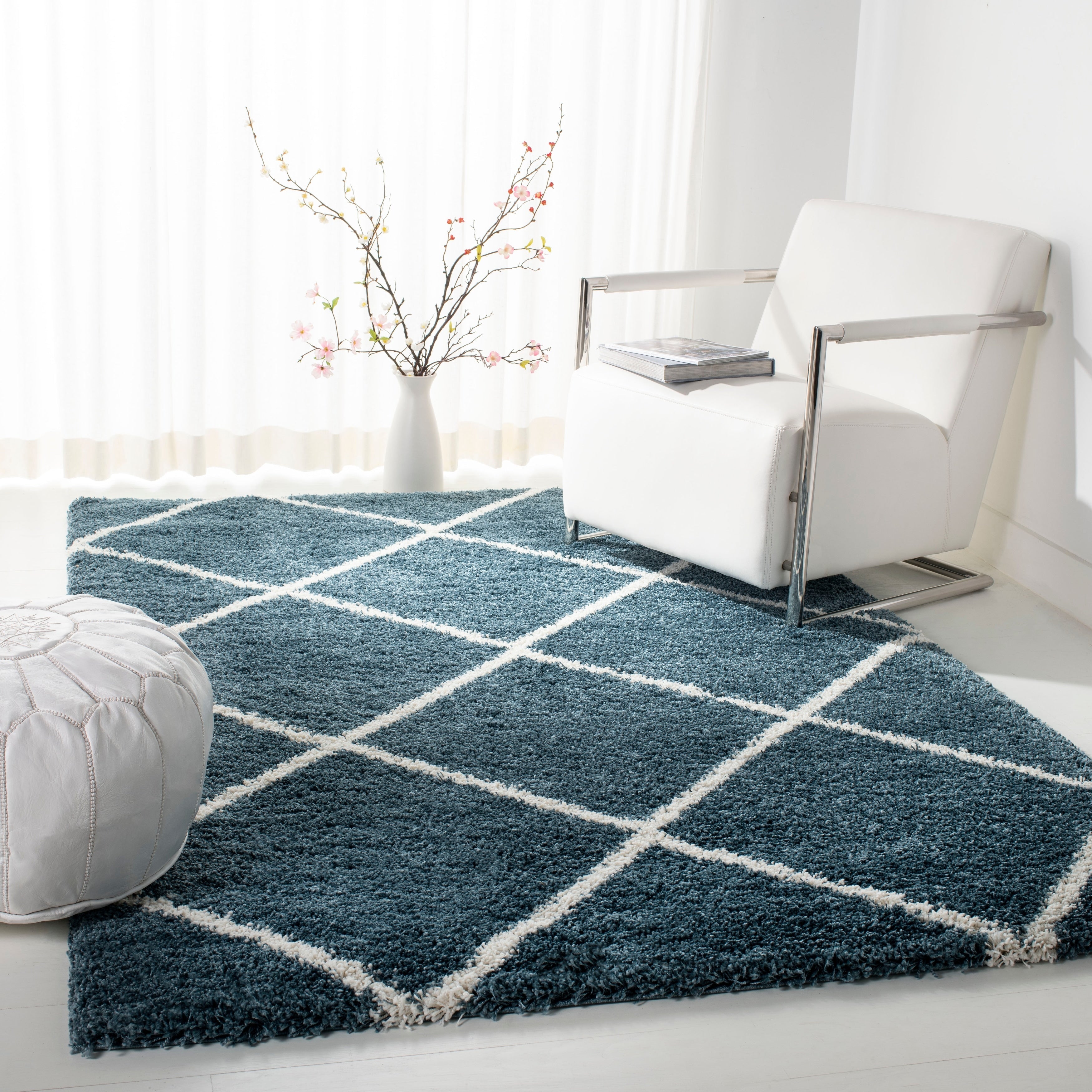 Tapis SAFAVIEH Hudson Shag Raili Diamond Treillis de 2 pouces d'épaisseur