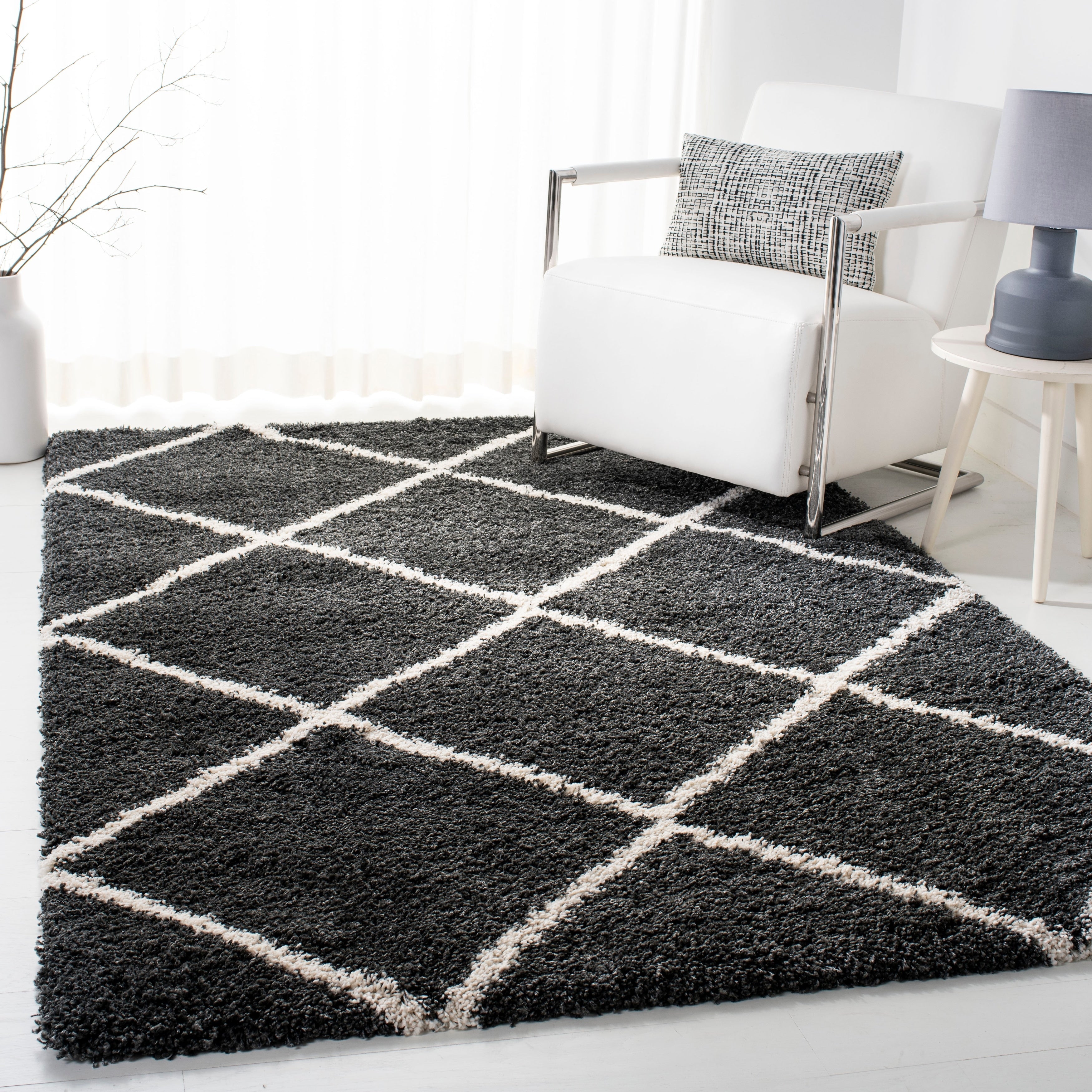 Tapis SAFAVIEH Hudson Shag Raili Diamond Treillis de 2 pouces d'épaisseur