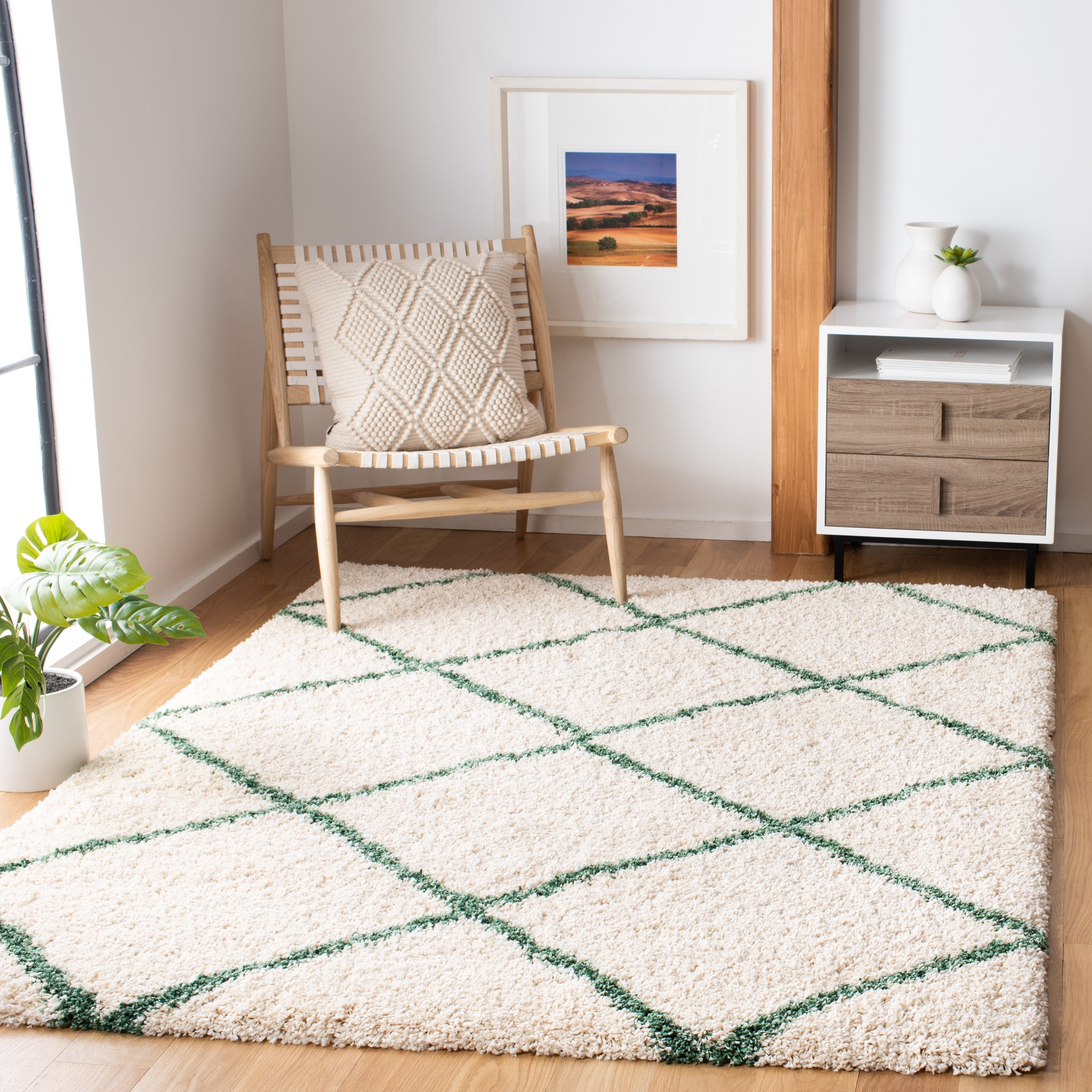 Tapis SAFAVIEH Hudson Shag Raili Diamond Treillis de 2 pouces d'épaisseur