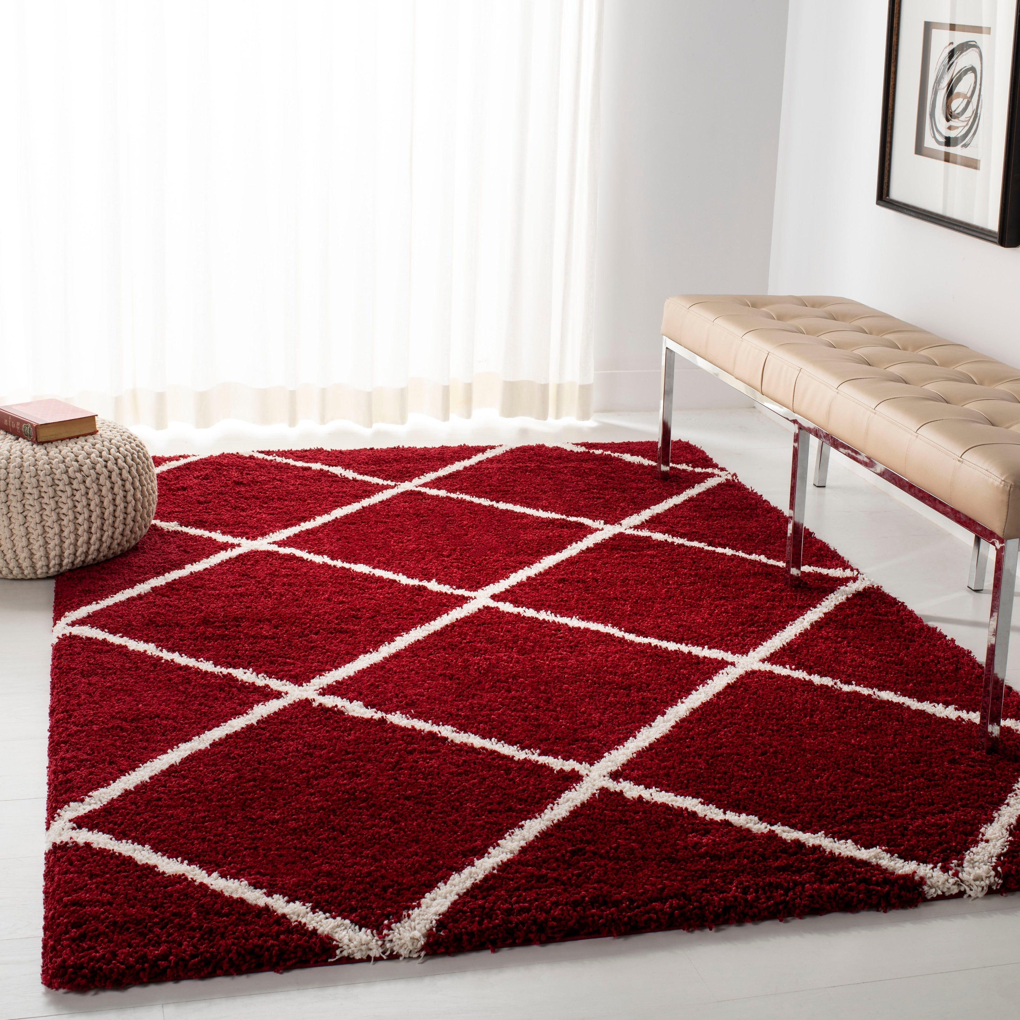 Tapis SAFAVIEH Hudson Shag Raili Diamond Treillis de 2 pouces d'épaisseur