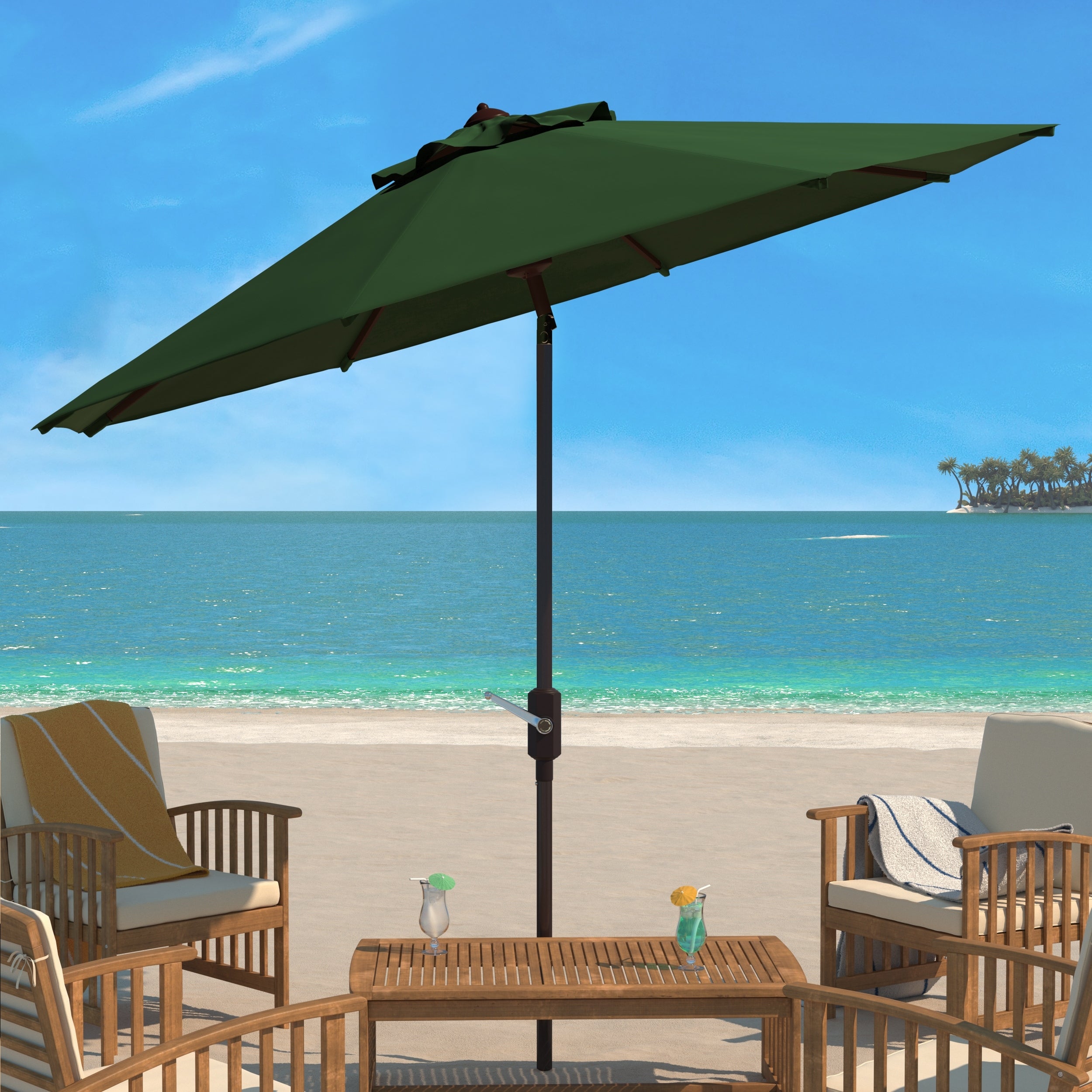 Parasol de patio inclinable et à manivelle en aluminium SAFAVIEH Rieta de 9 pieds, base non incluse