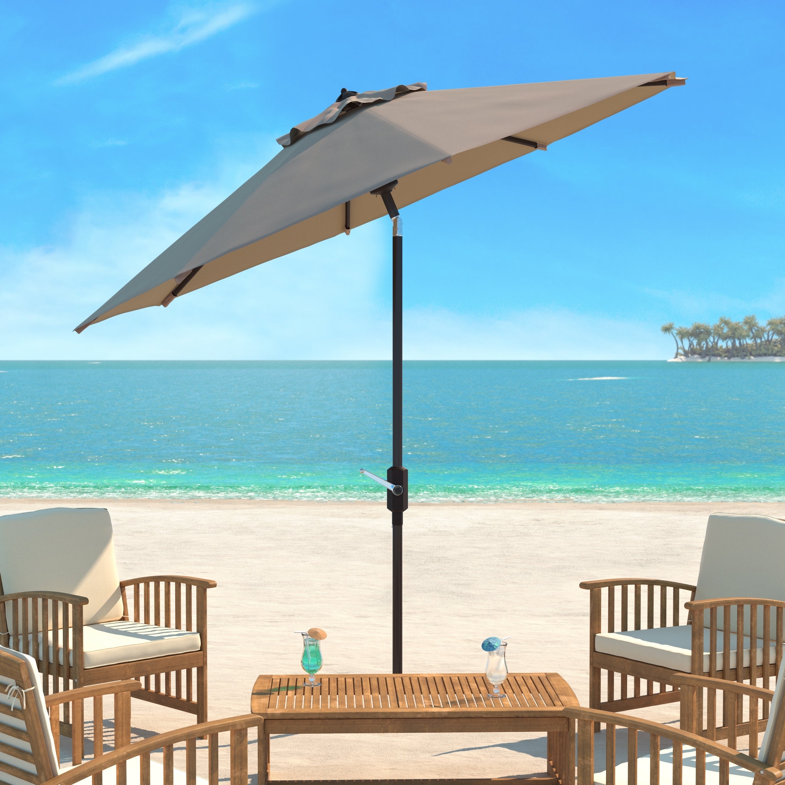 Parasol de patio inclinable et à manivelle en aluminium SAFAVIEH Rieta de 9 pieds, base non incluse