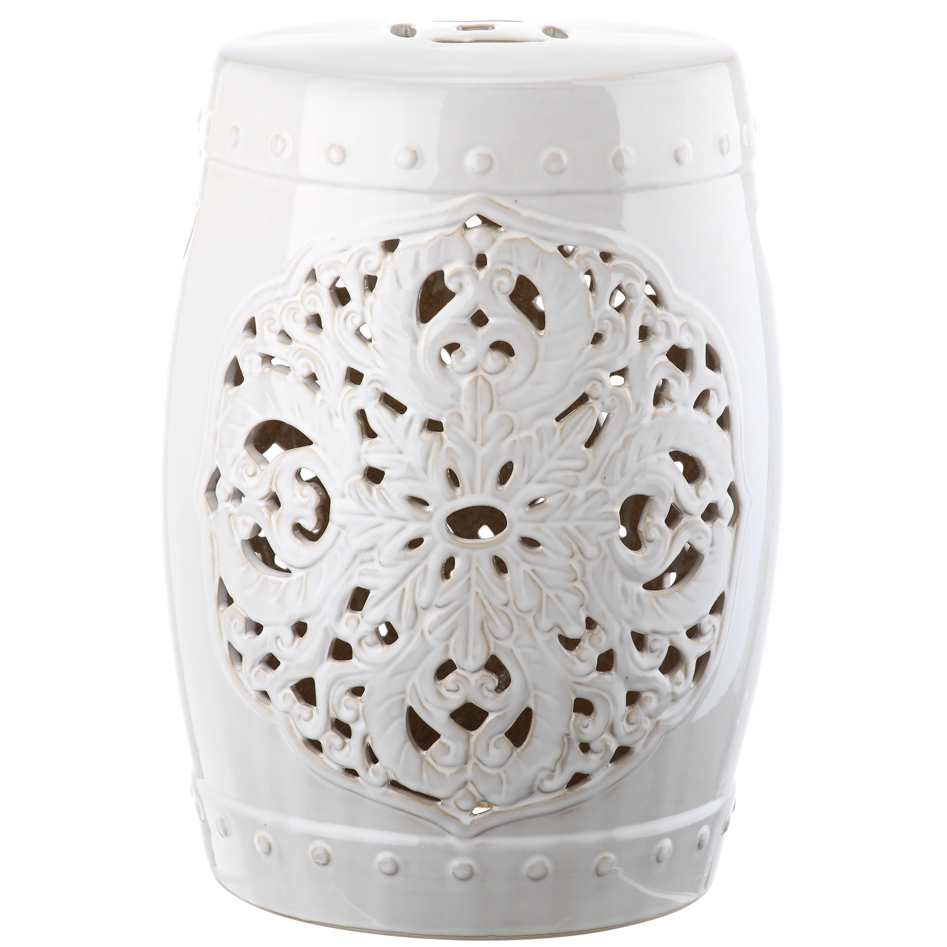 Tabouret de jardin décoratif en céramique blanche antique SAFAVIEH Sharareh