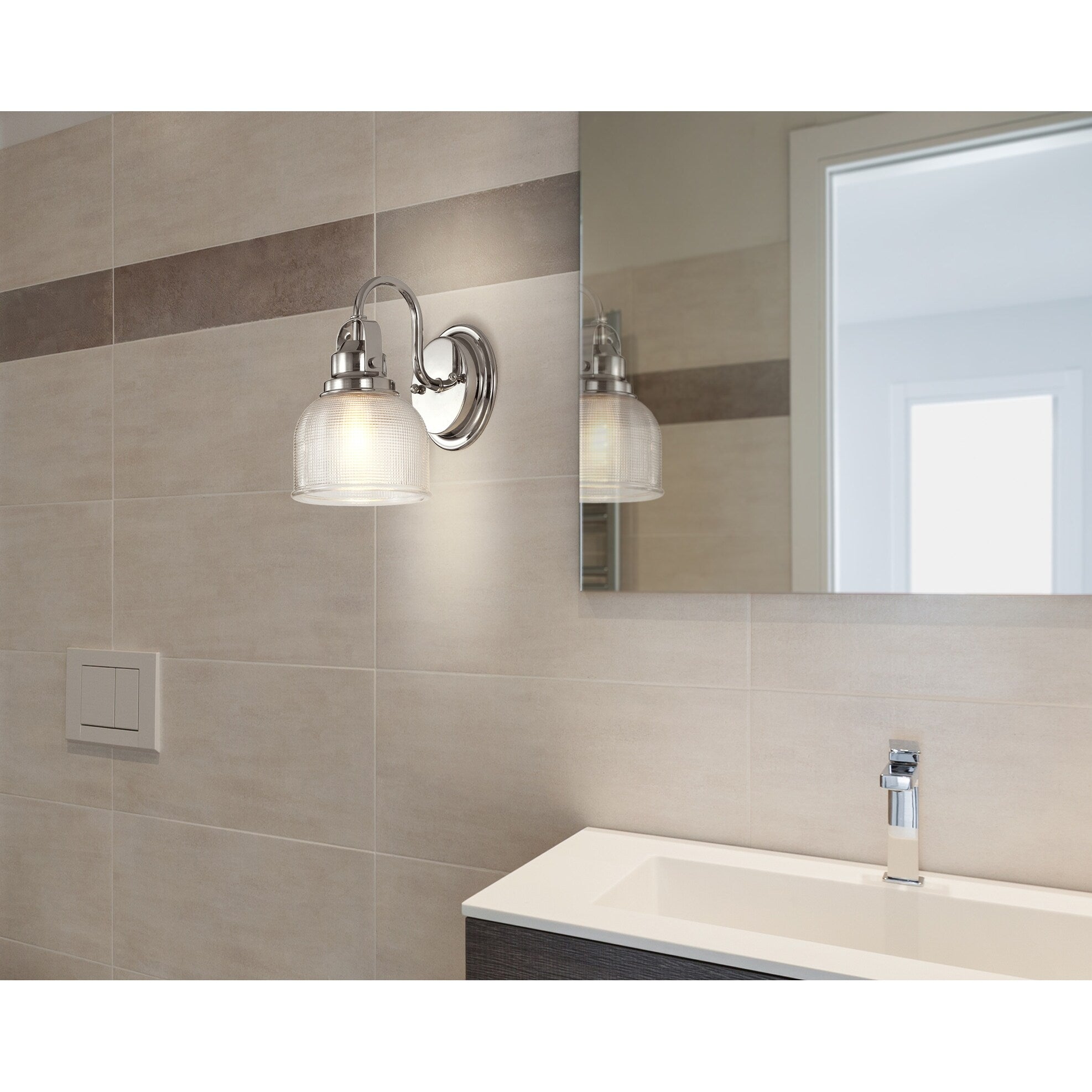 Applique de vanité à LED Shirley en métal/verre, par JONATHAN Y