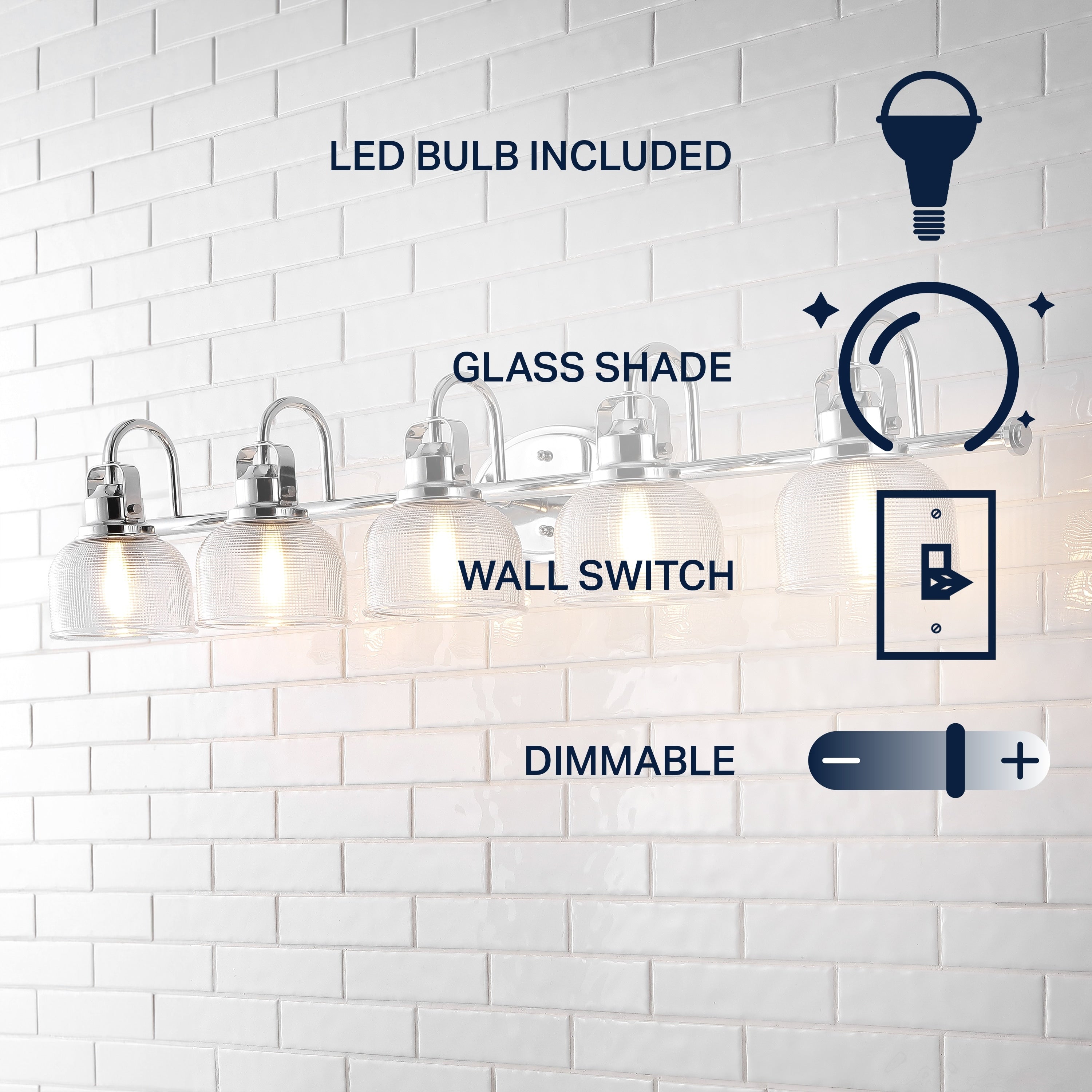 Applique de vanité à LED Shirley en métal/verre, par JONATHAN Y