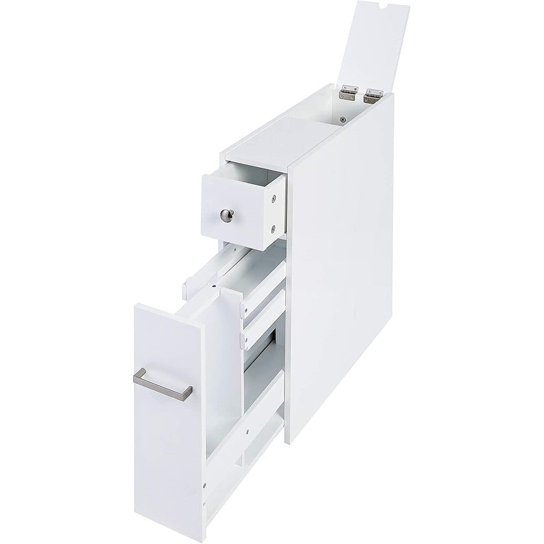 Meuble de rangement de salle de bain Spirich Home Slim, porte-papier toilette autoportant, meuble de salle de bain avec tiroir coulissant