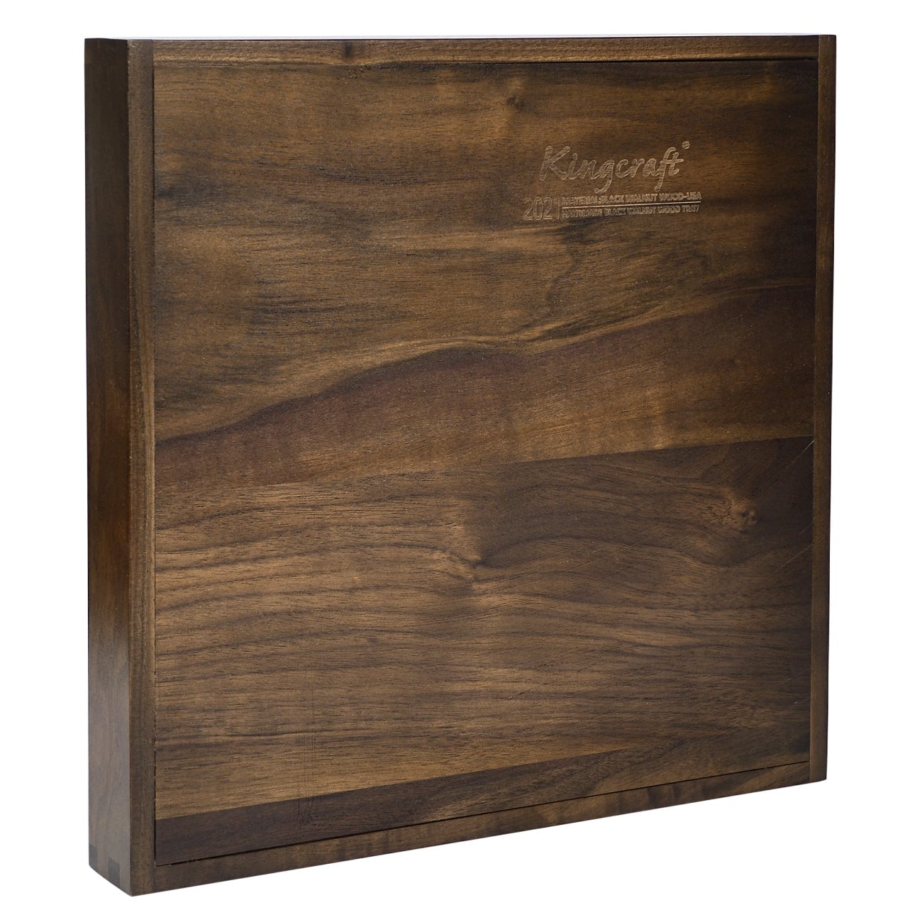 Plateau de service carré en bois de noyer noir KINWELL Plateau ottoman avec poignées