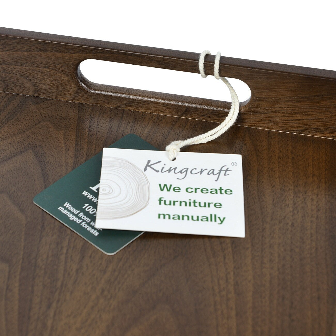 Plateau de service carré en bois de noyer noir KINWELL Plateau ottoman avec poignées