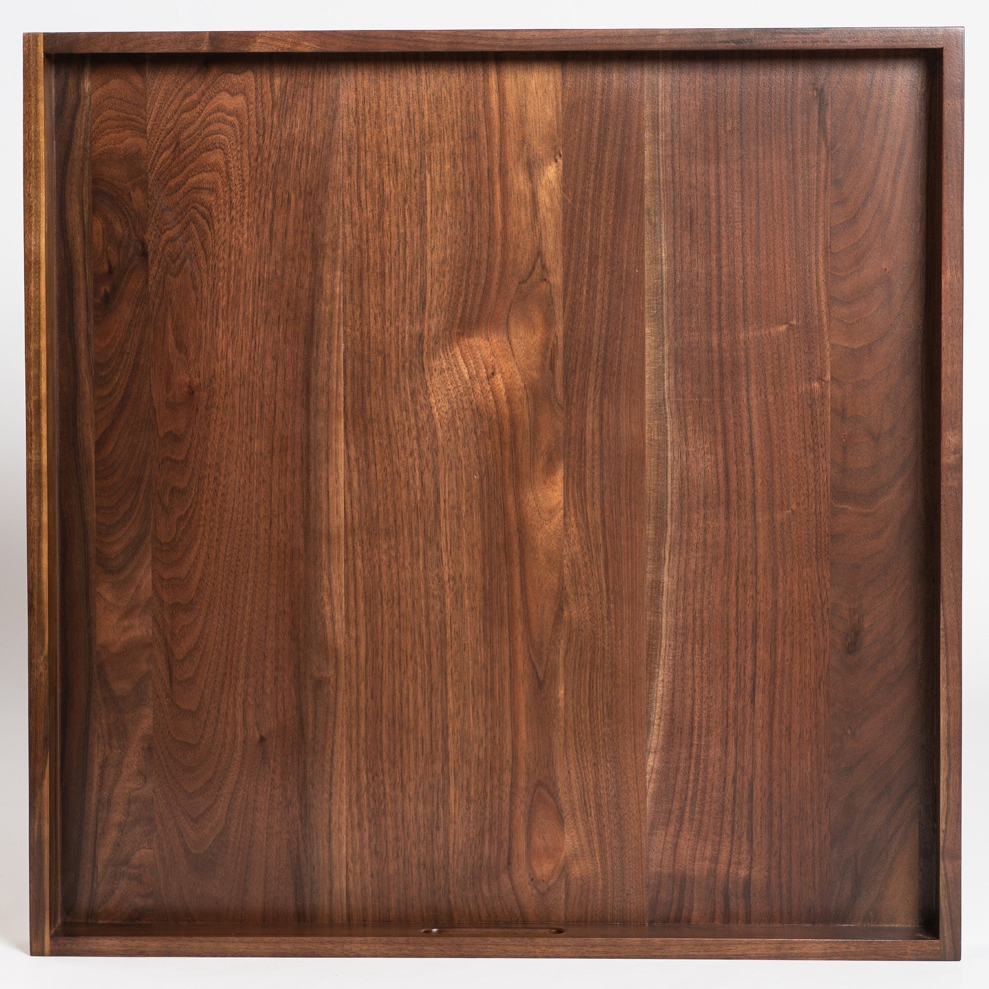 Plateau de service carré en bois de noyer noir KINWELL Plateau ottoman avec poignées