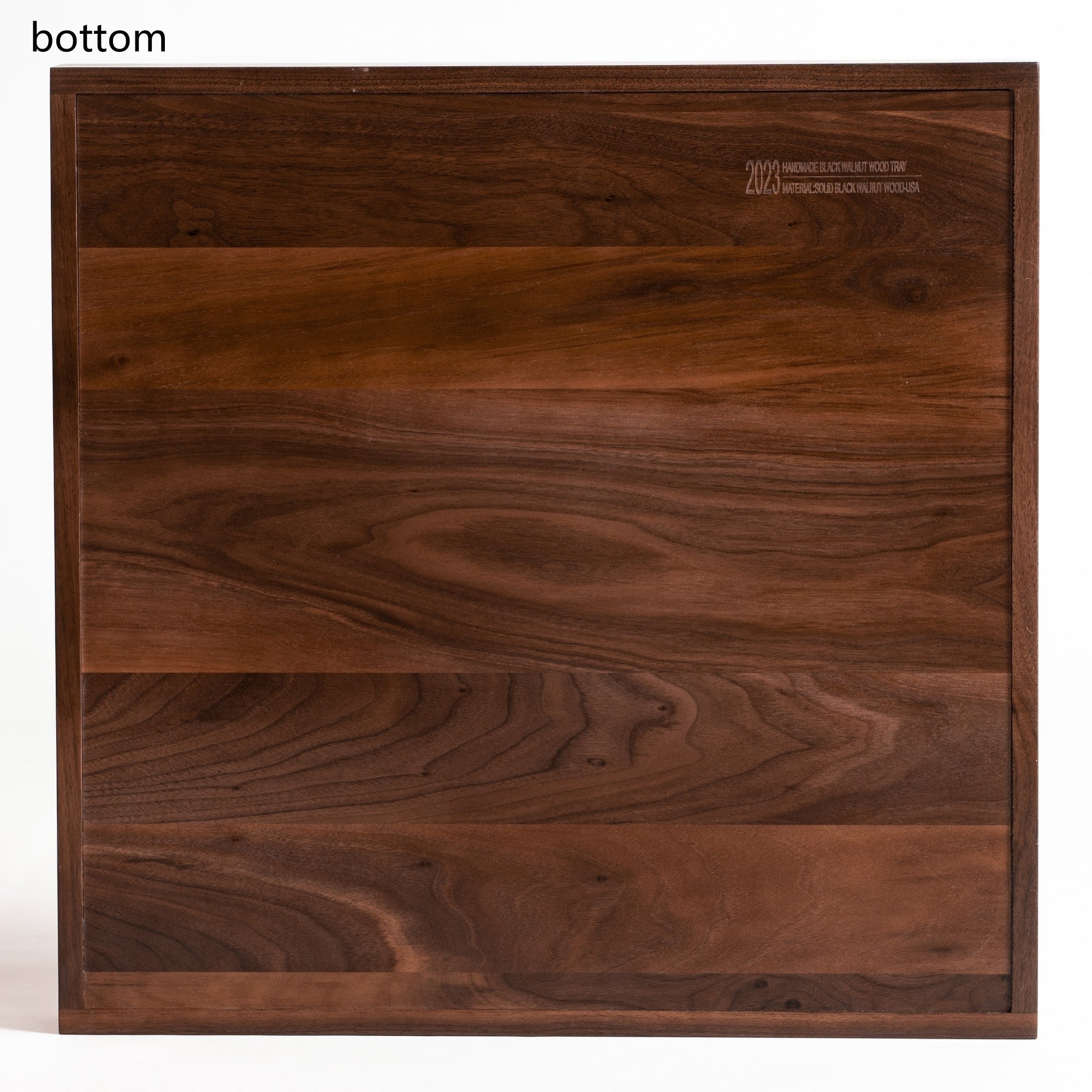 Plateau de service carré en bois de noyer noir KINWELL Plateau ottoman avec poignées