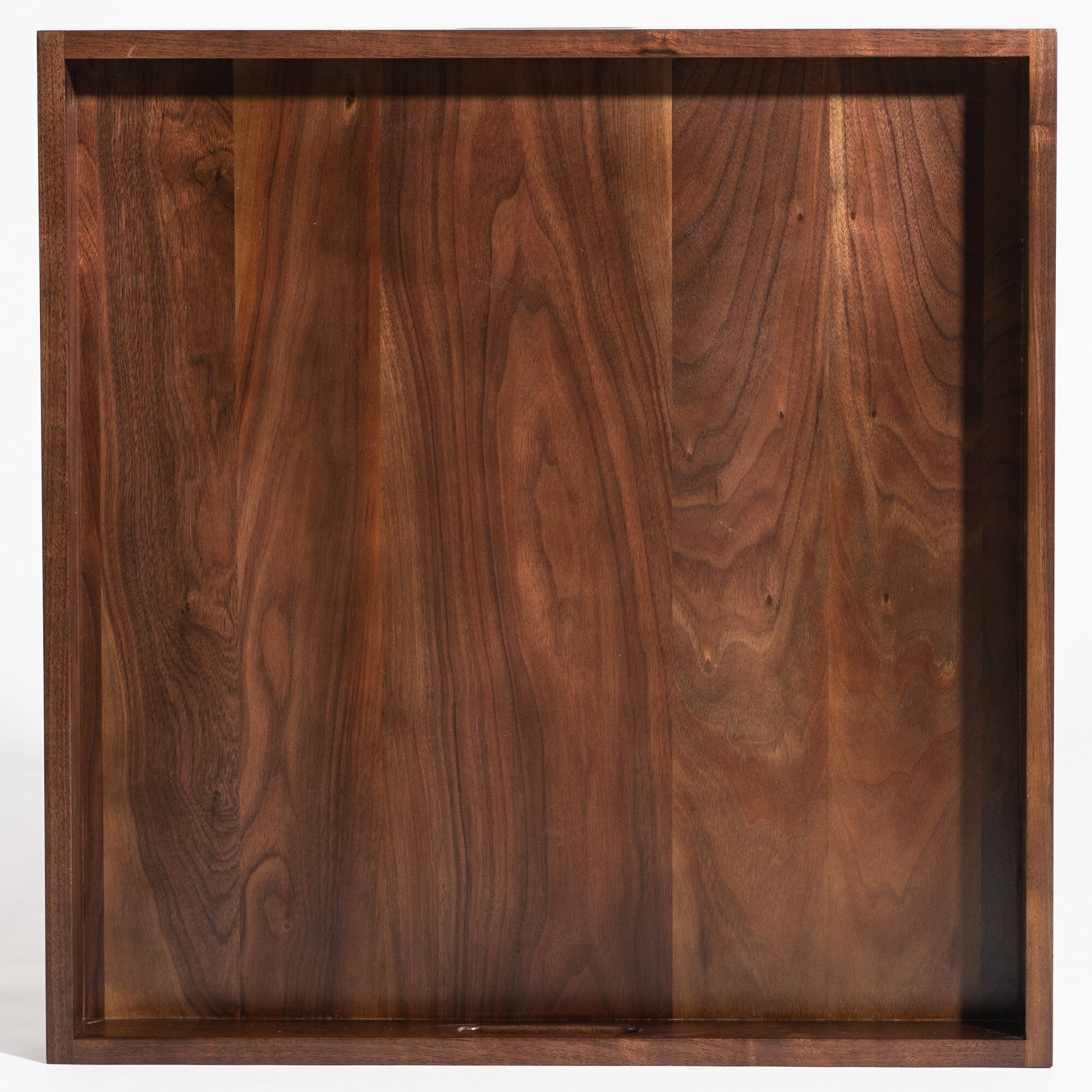 Plateau de service carré en bois de noyer noir KINWELL Plateau ottoman avec poignées