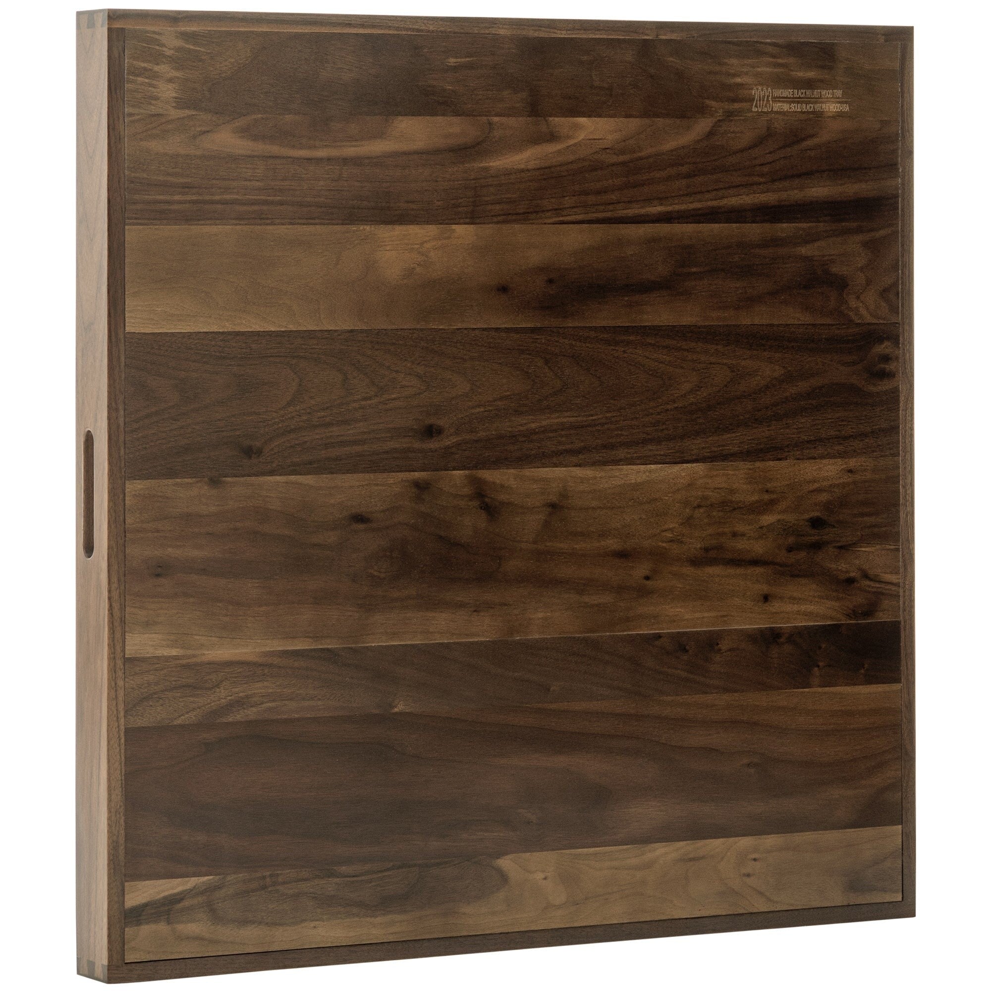 Plateau de service carré en bois de noyer noir KINWELL Plateau ottoman avec poignées