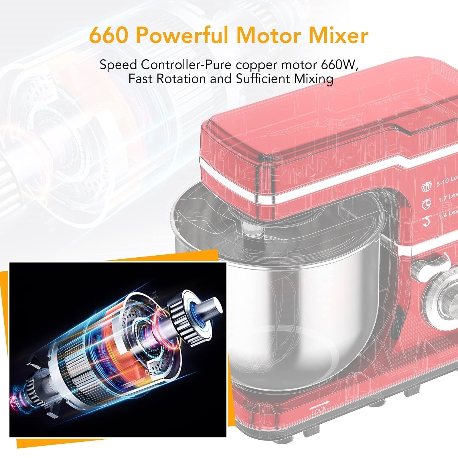 Batteur sur socle - Capacité de 7,5 pintes, 10 vitesses, moteur de 660 W