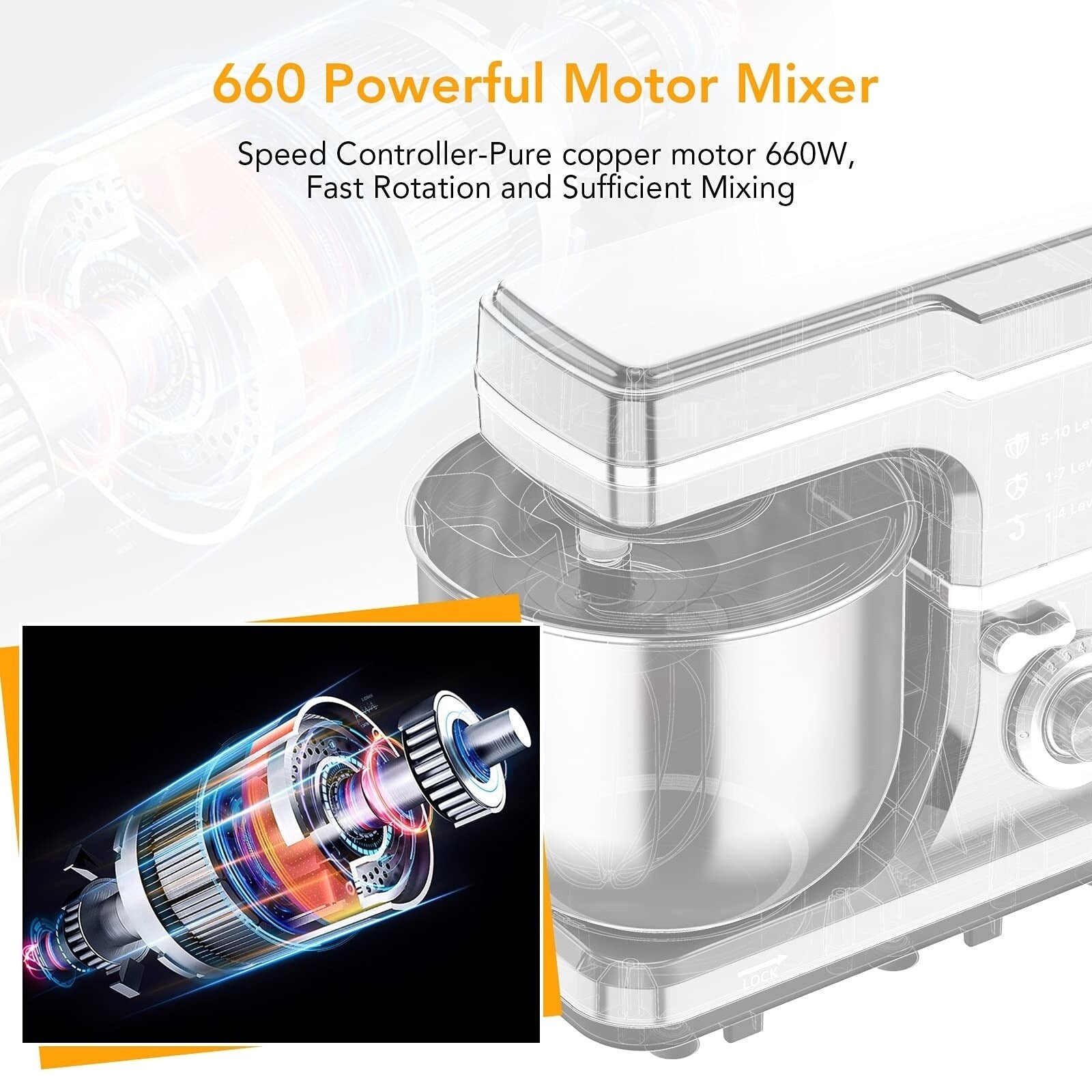 Batteur sur socle - Capacité de 7,5 pintes, 10 vitesses, moteur de 660 W