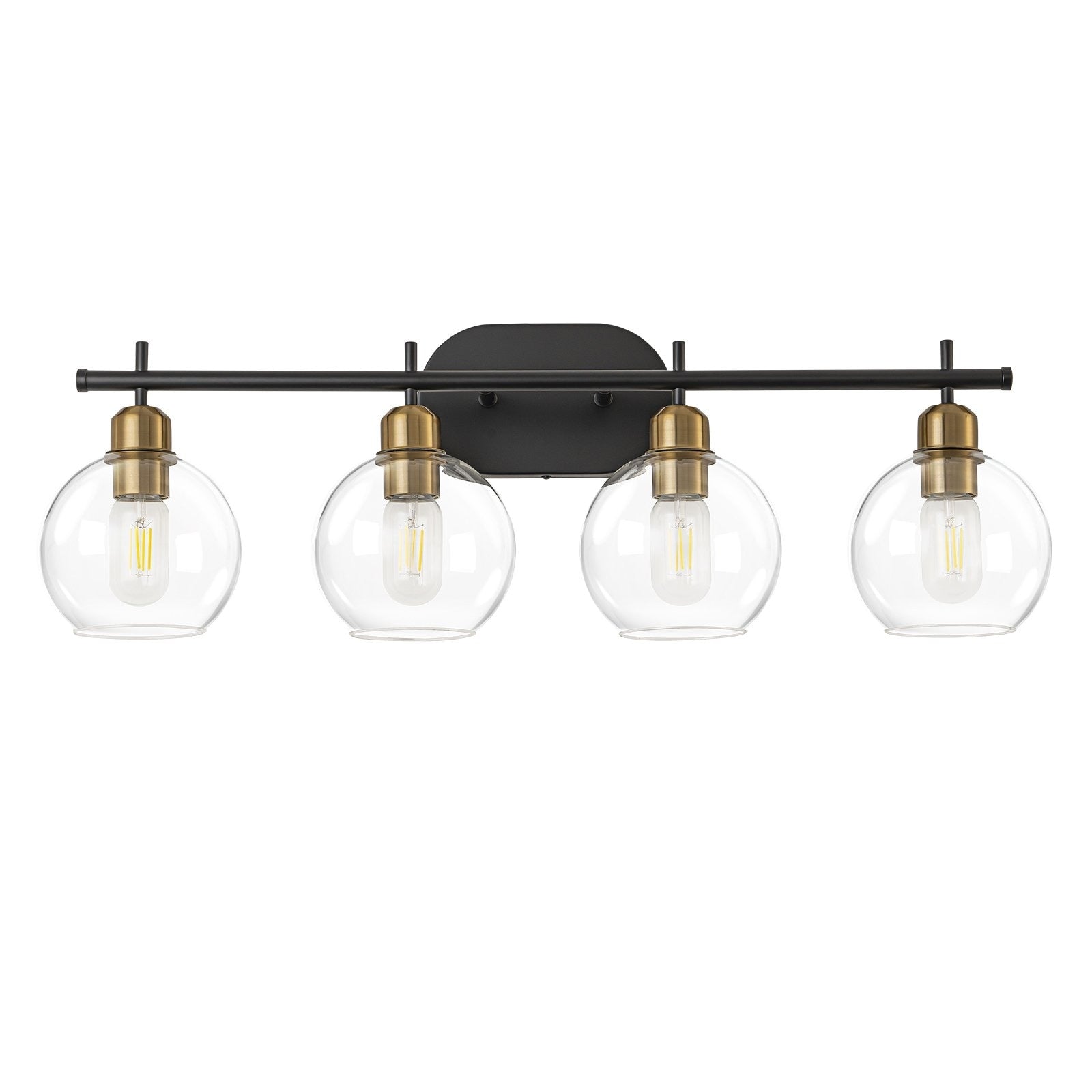 Applique de salle de bain moderne Starsky à 4 lumières et intensité variable avec abat-jour en verre globe