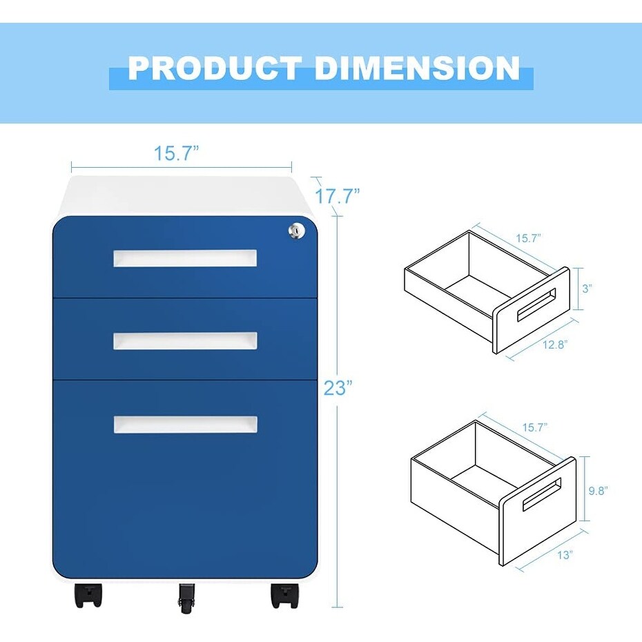 Classeur mobile/vertical à 3 tiroirs pour bureau à domicile