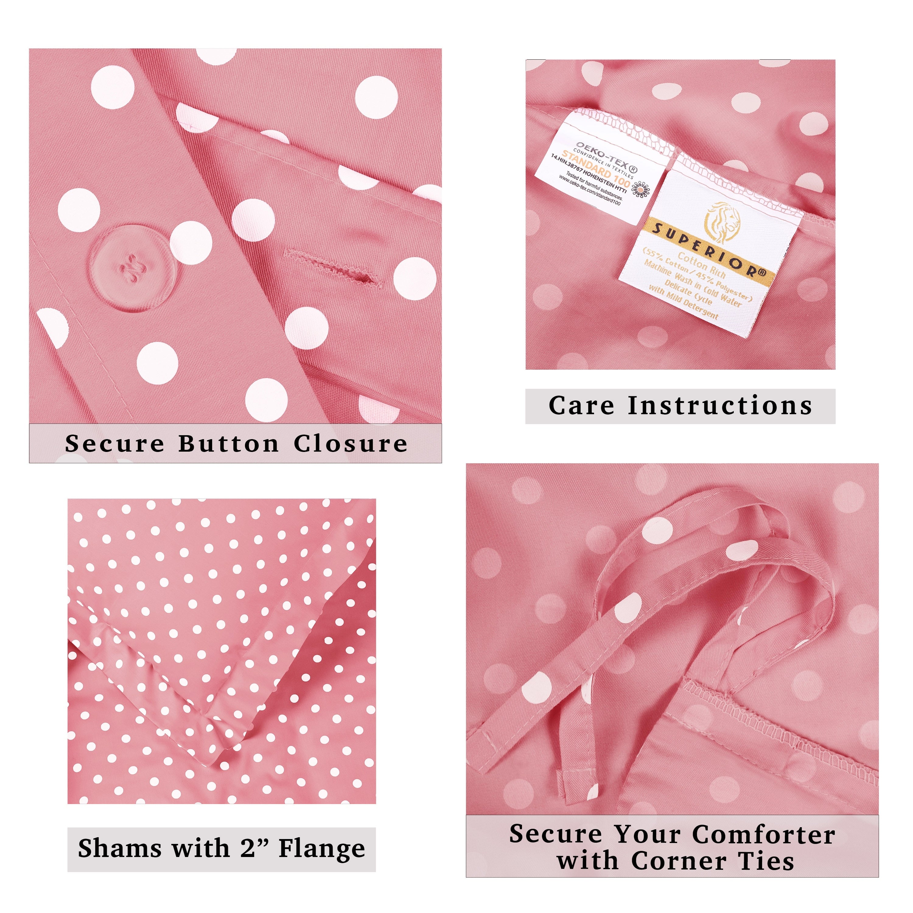 Parure de lit en mélange de coton à pois 600 fils au pouce carré de qualité supérieure