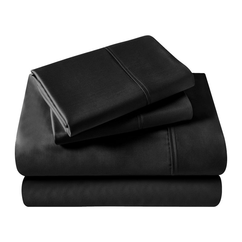 Parure de lit en coton égyptien de qualité supérieure, 400 fils au pouce carré, avec poche profonde et couleur unie