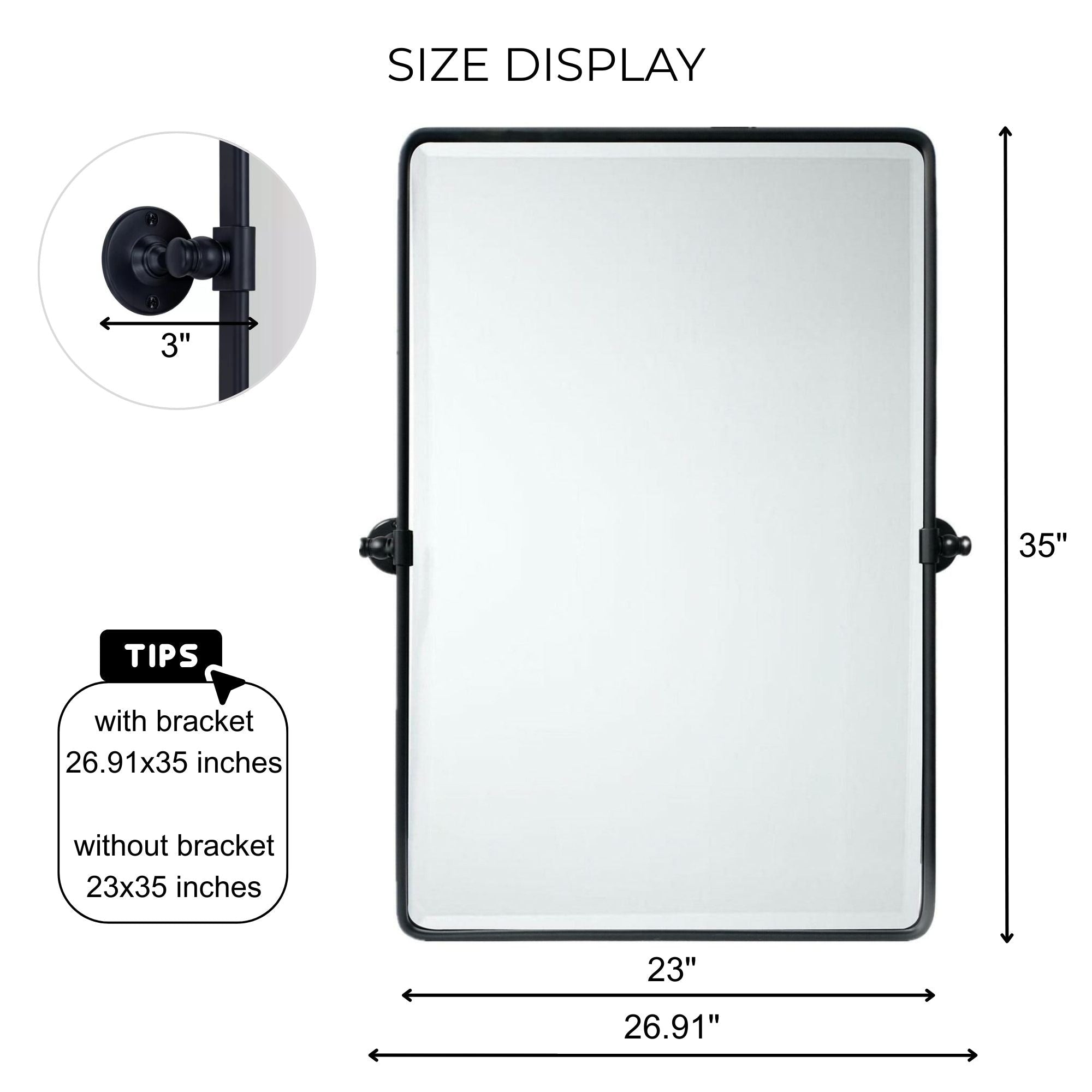 Miroirs muraux verticaux rectangulaires en métal TEHOME Woodvale