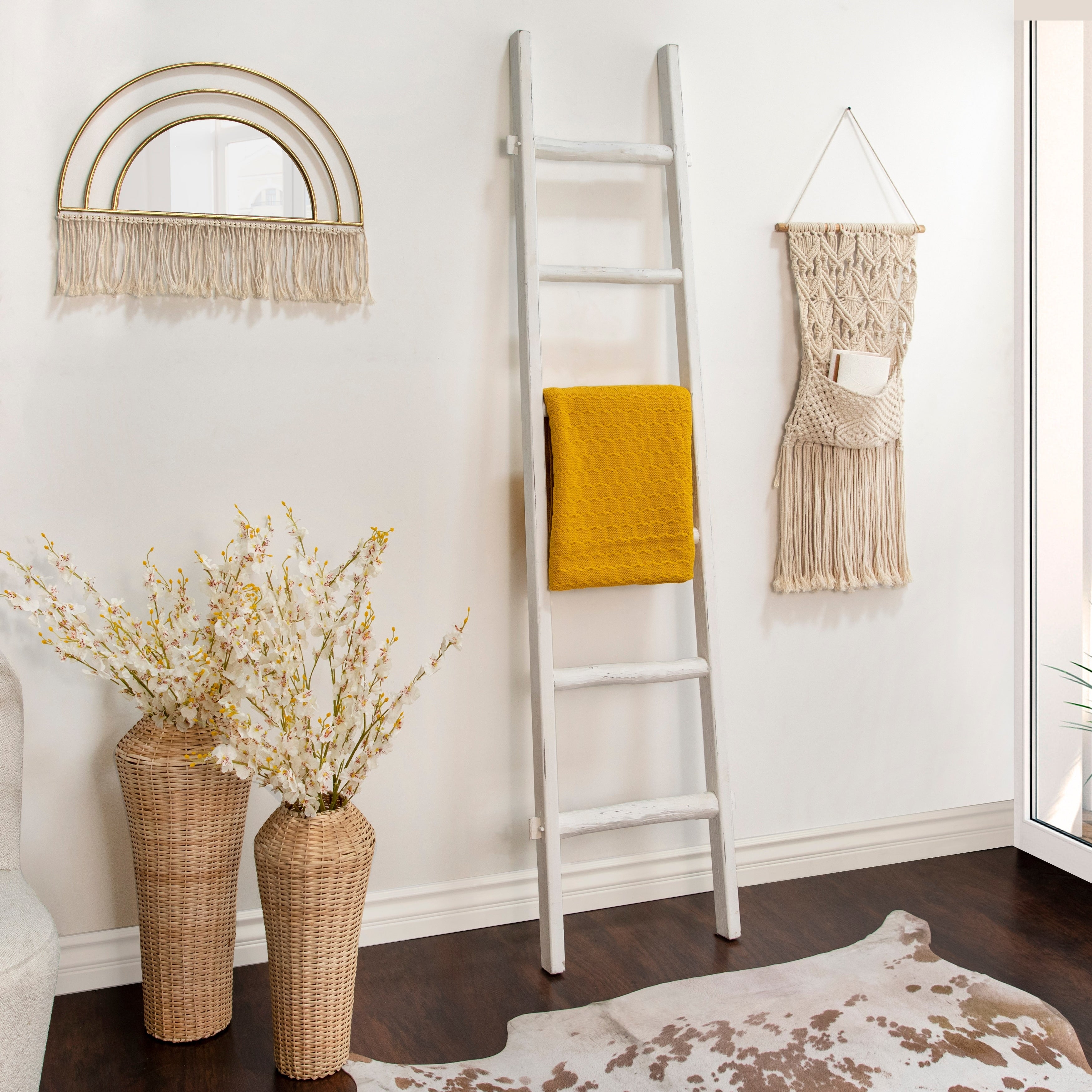 Échelle de rangement rustique Sagebrook Home de 1,8 m de haut, décorative et autoportante, pour le rangement – 48 x 5 x 193 cm