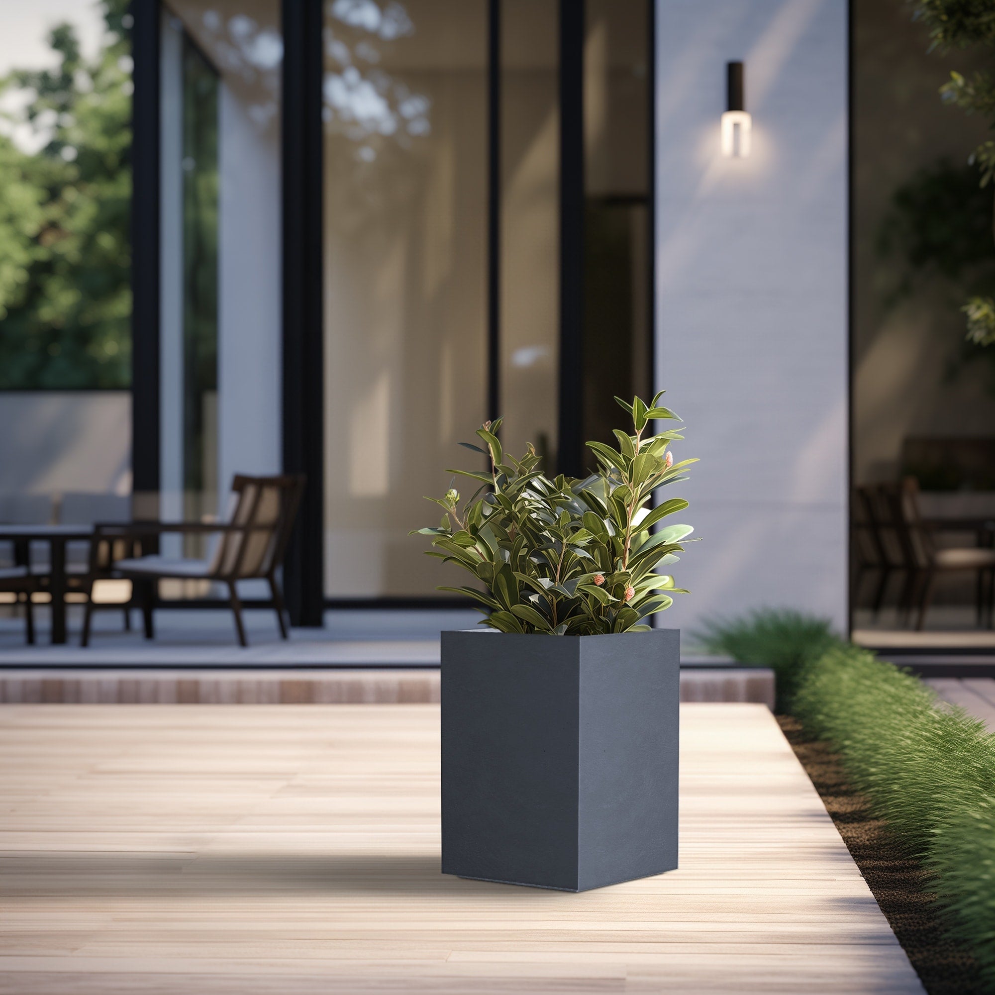 Jardinières rectangulaires en béton de grande taille / Grandes jardinières d'intérieur et d'extérieur