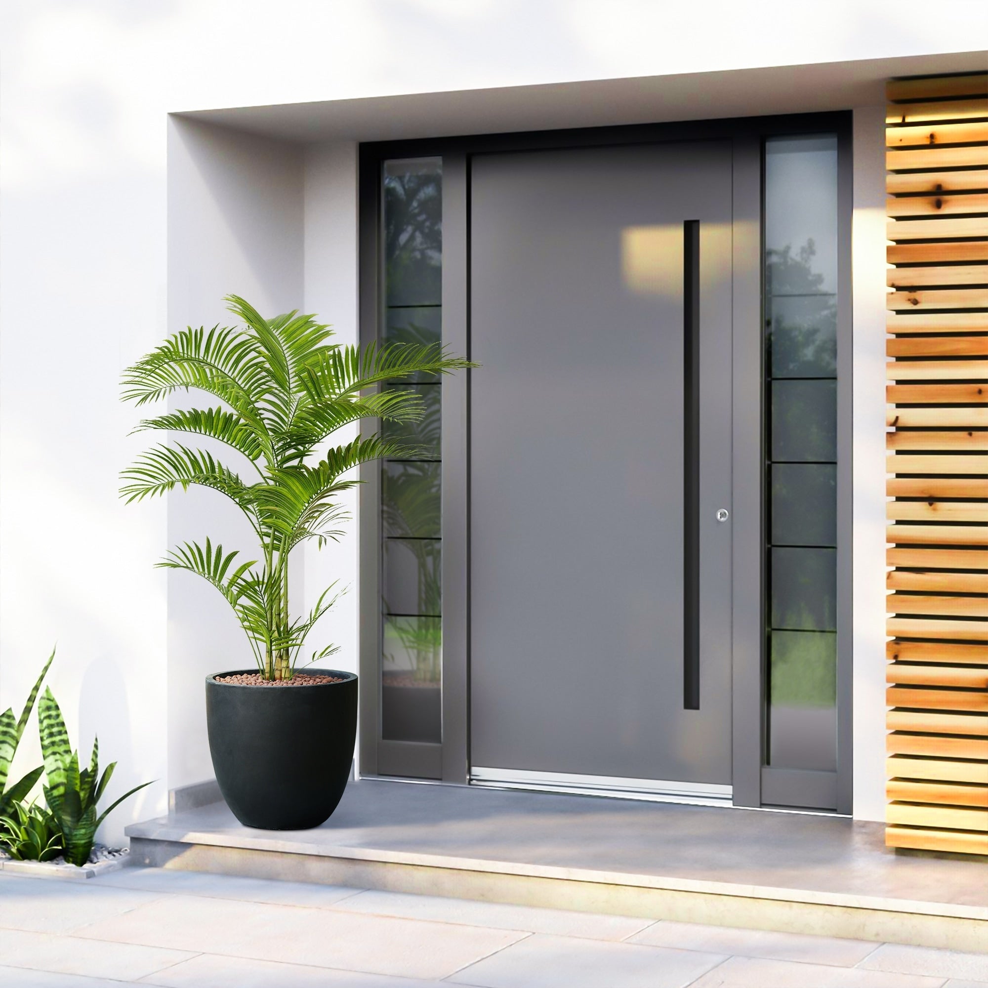 Jardinière ronde conique en MgO, pour l'intérieur et l'extérieur