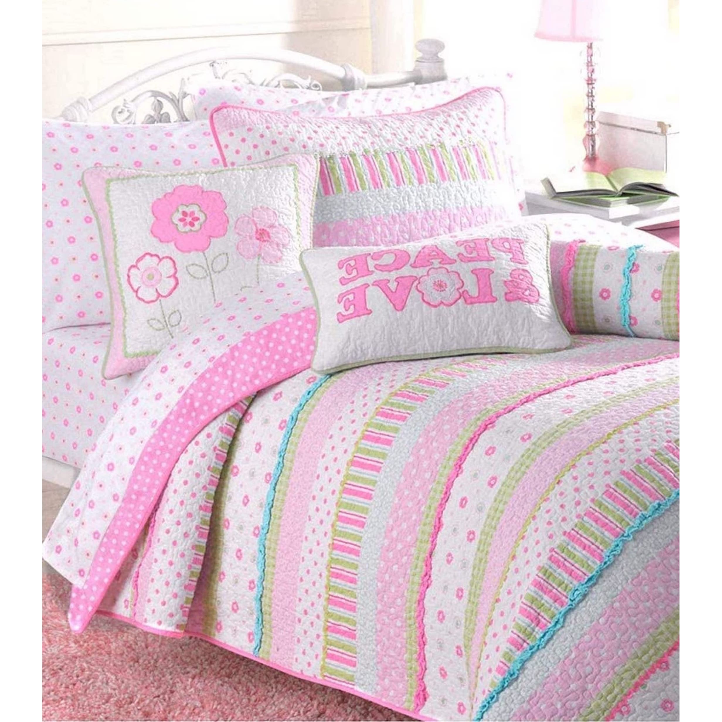Parure de lit courtepointe en coton rose pastel Taylor & Olive Sunfish