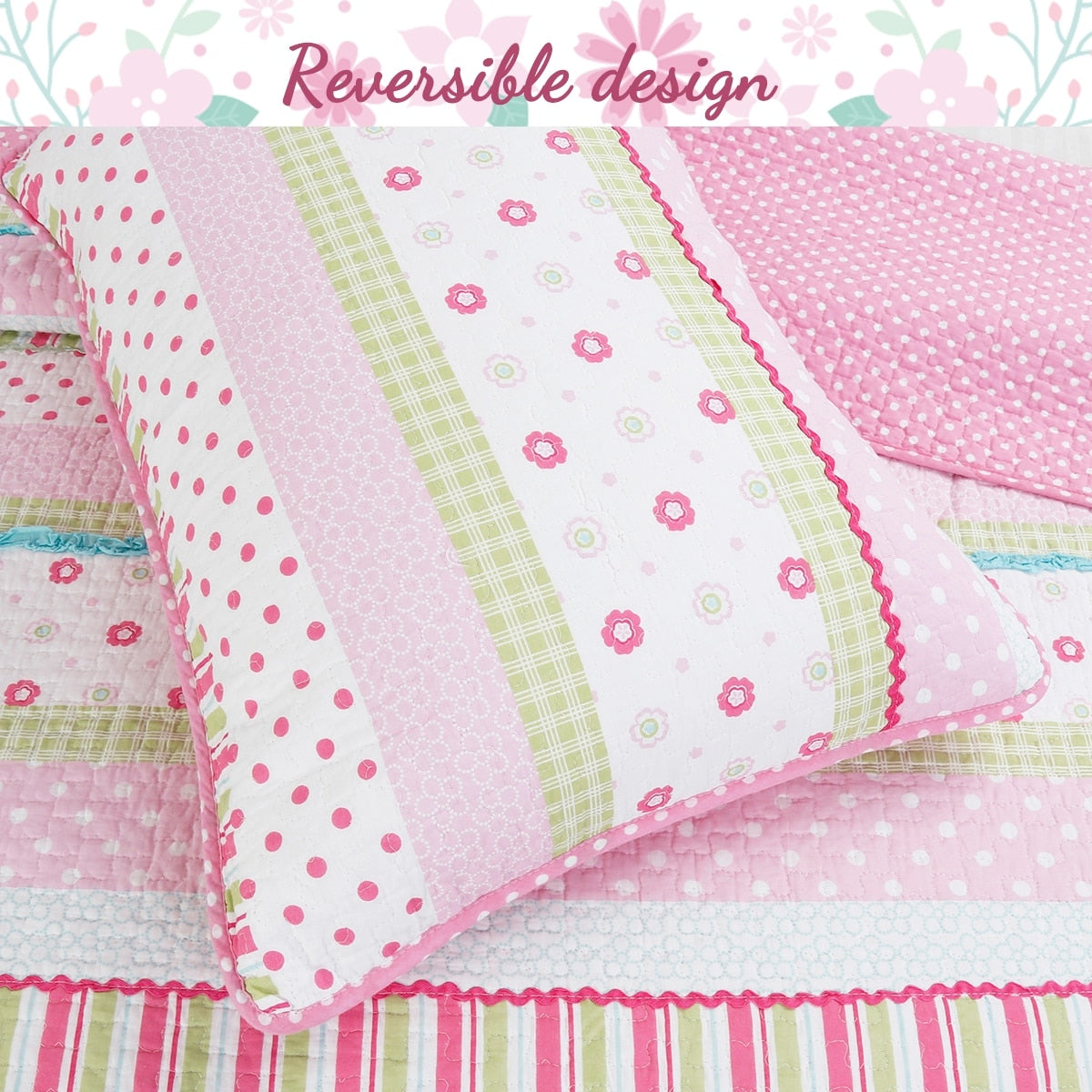 Parure de lit courtepointe en coton rose pastel Taylor & Olive Sunfish