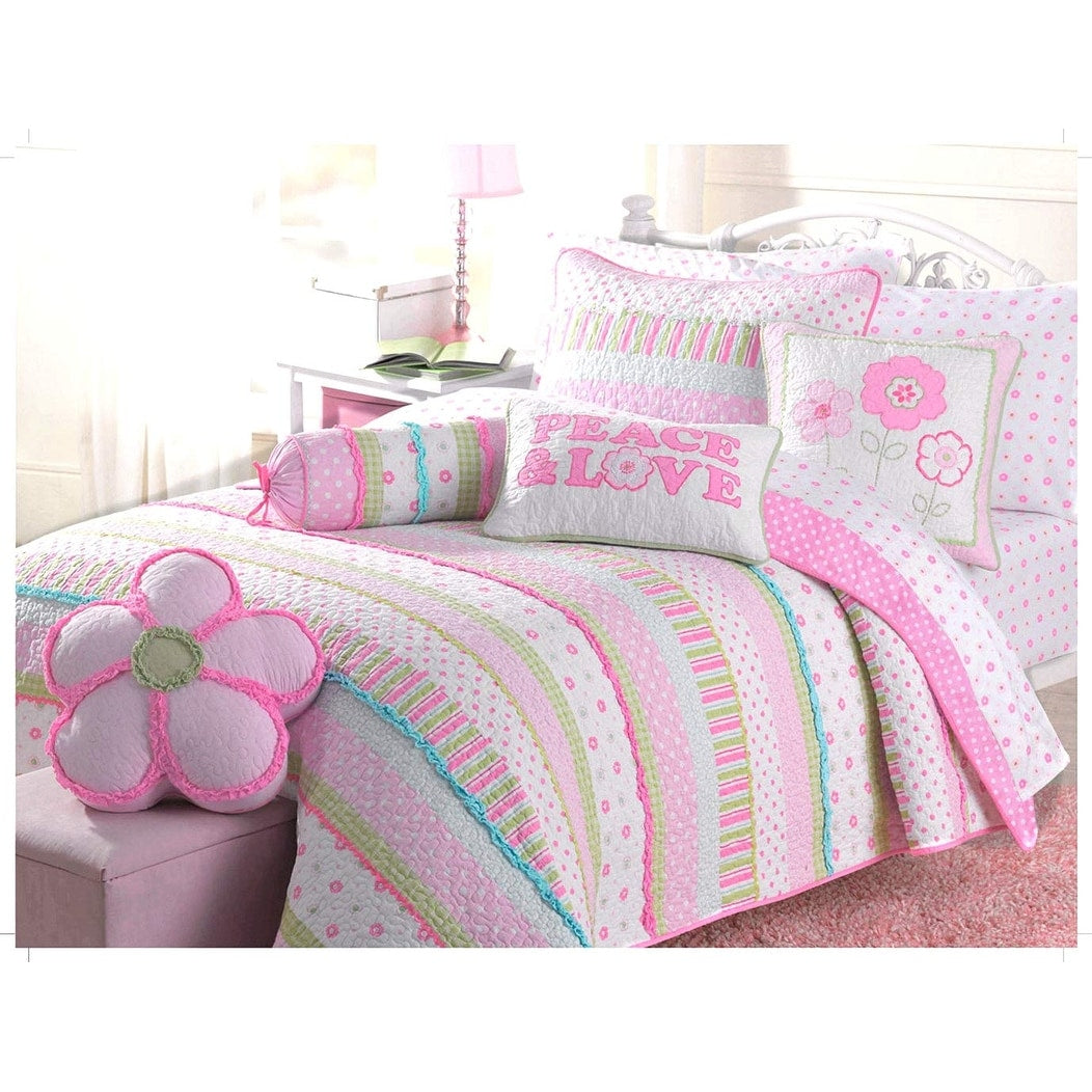 Parure de lit courtepointe en coton rose pastel Taylor & Olive Sunfish