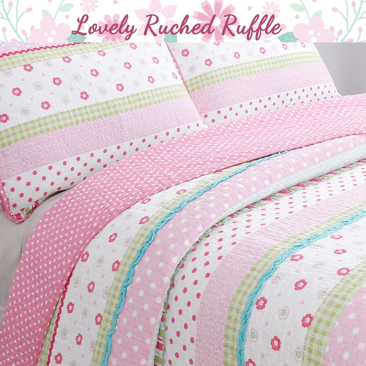 Parure de lit courtepointe en coton rose pastel Taylor & Olive Sunfish