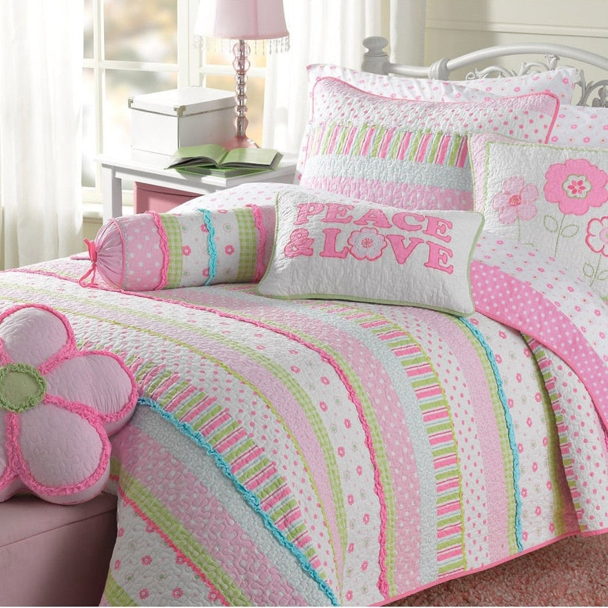 Parure de lit courtepointe en coton rose pastel Taylor & Olive Sunfish
