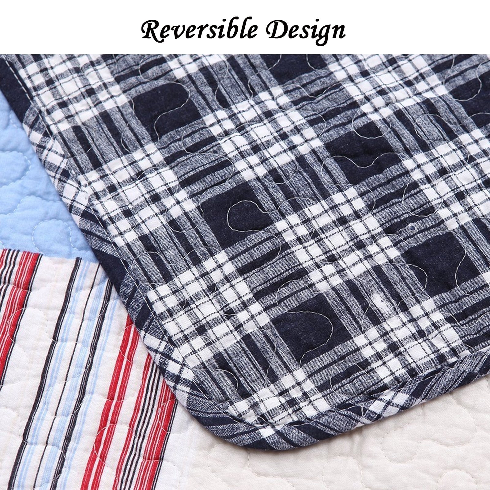 Parure de lit queen size à carreaux bleus et rouges Thomas Firetruck