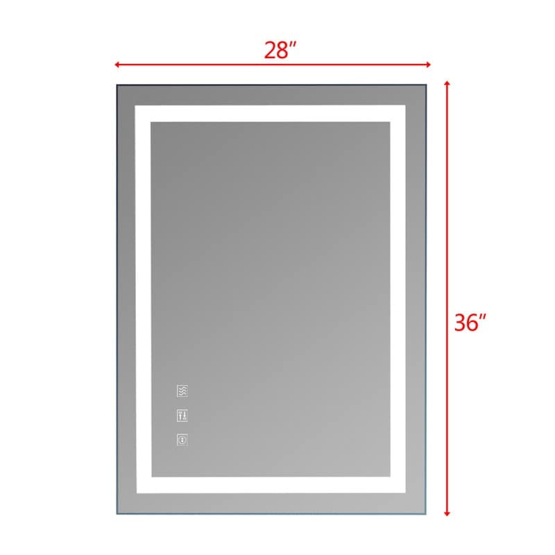Miroir de salle de bain tactile à LED tricolore avec lumières à intensité variable