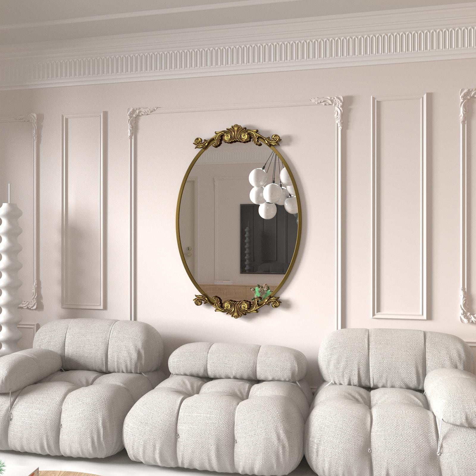 Miroir mural baroque ovale vintage orné