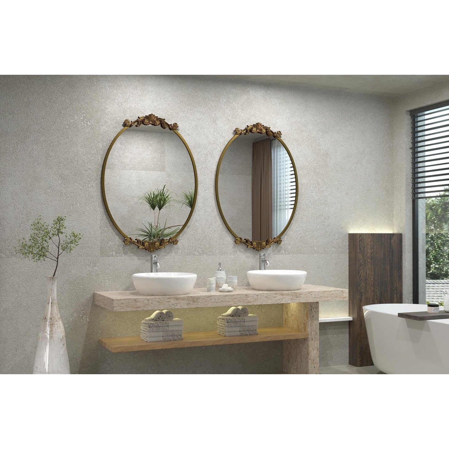 Miroir mural baroque ovale vintage orné