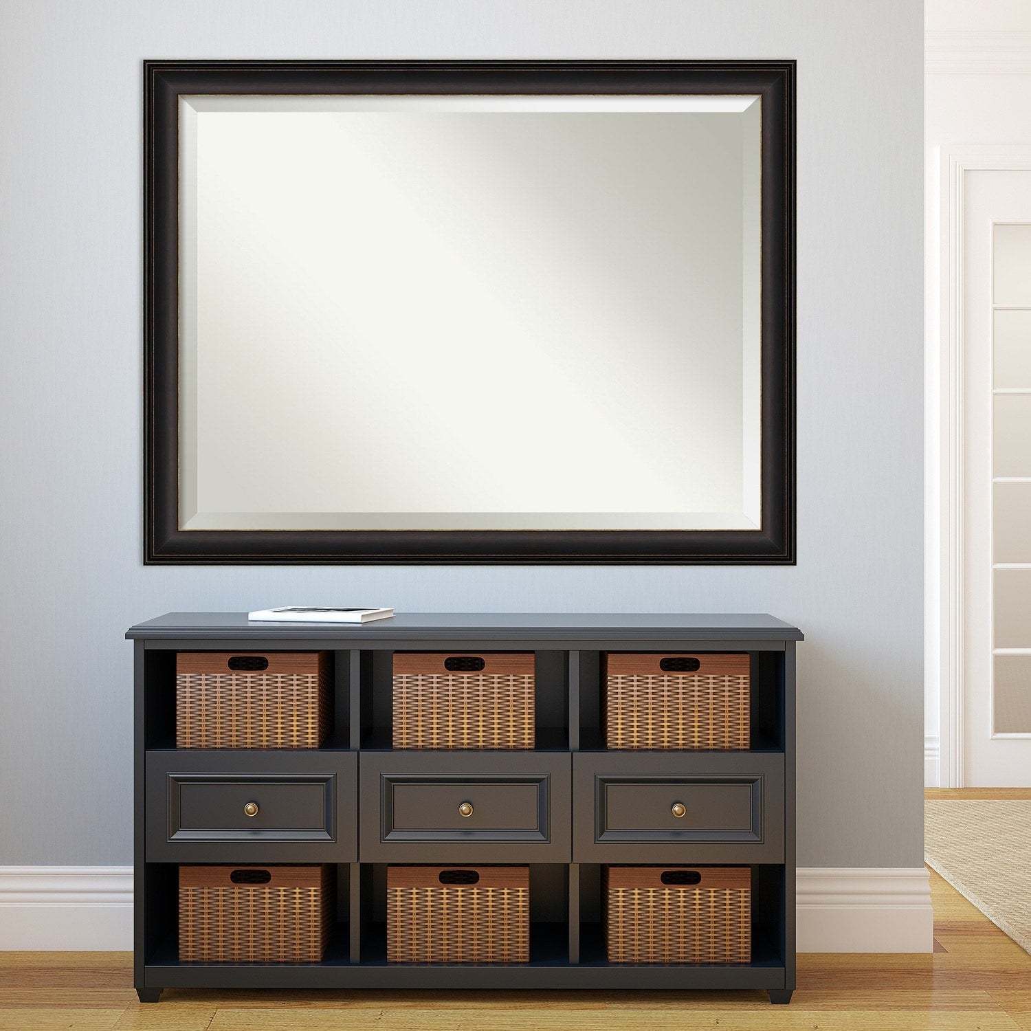 Miroir mural de salle de bain biseauté - Cadre en bronze huilé Trio - Bronze huilé Trio