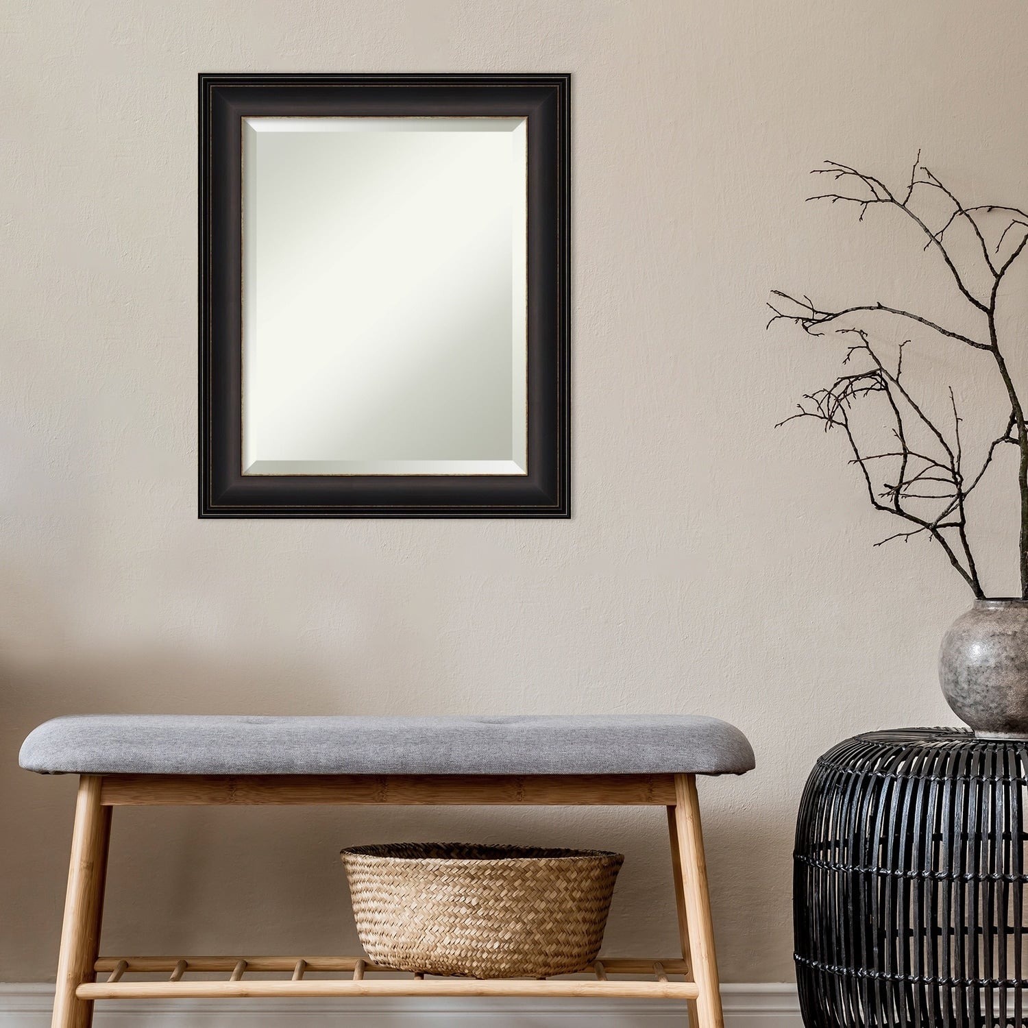 Miroir mural de salle de bain biseauté - Cadre en bronze huilé Trio - Bronze huilé Trio