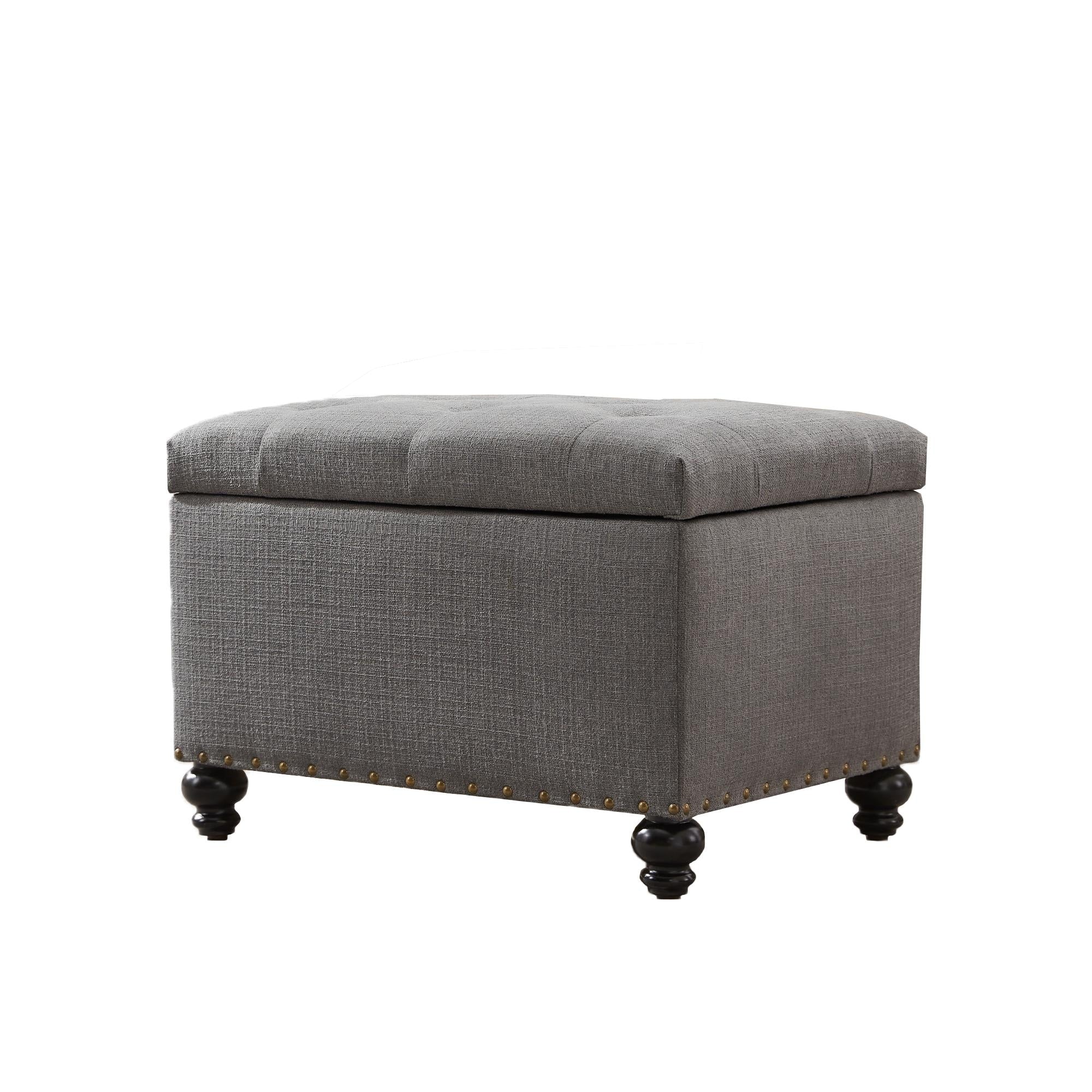 Banc ottoman de rangement capitonné, repose-pieds rectangulaire
