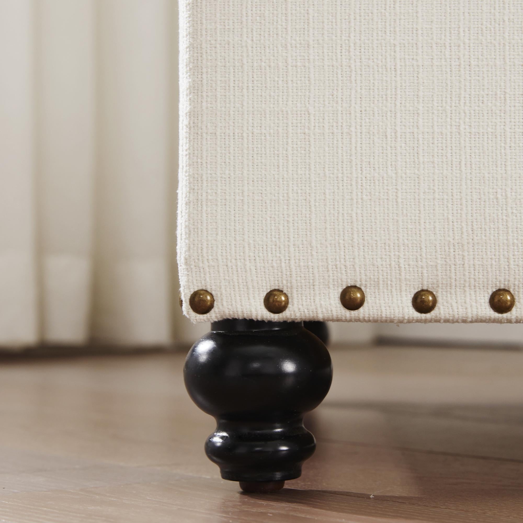 Banc ottoman de rangement capitonné, repose-pieds rectangulaire