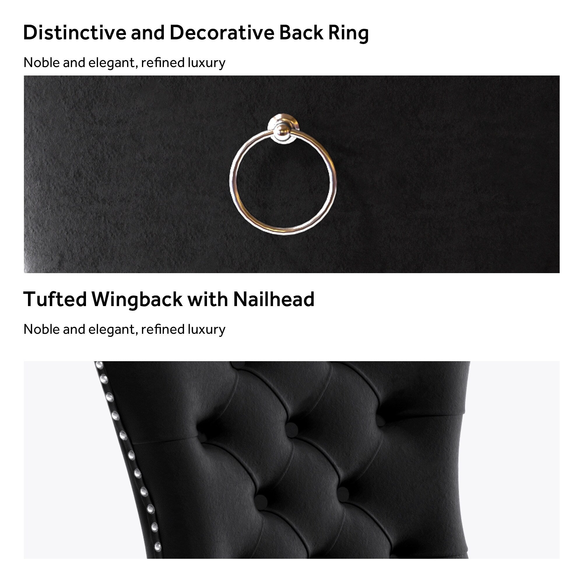 Chaise de salle à manger capitonnée en velours avec pieds en bois massif, lot de 6