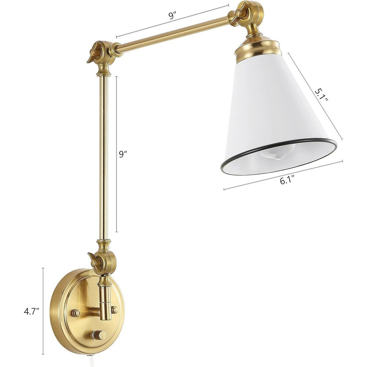 Applique murale industrielle à bras pivotant WINGBO avec abat-jour en métal, paquet de 2...