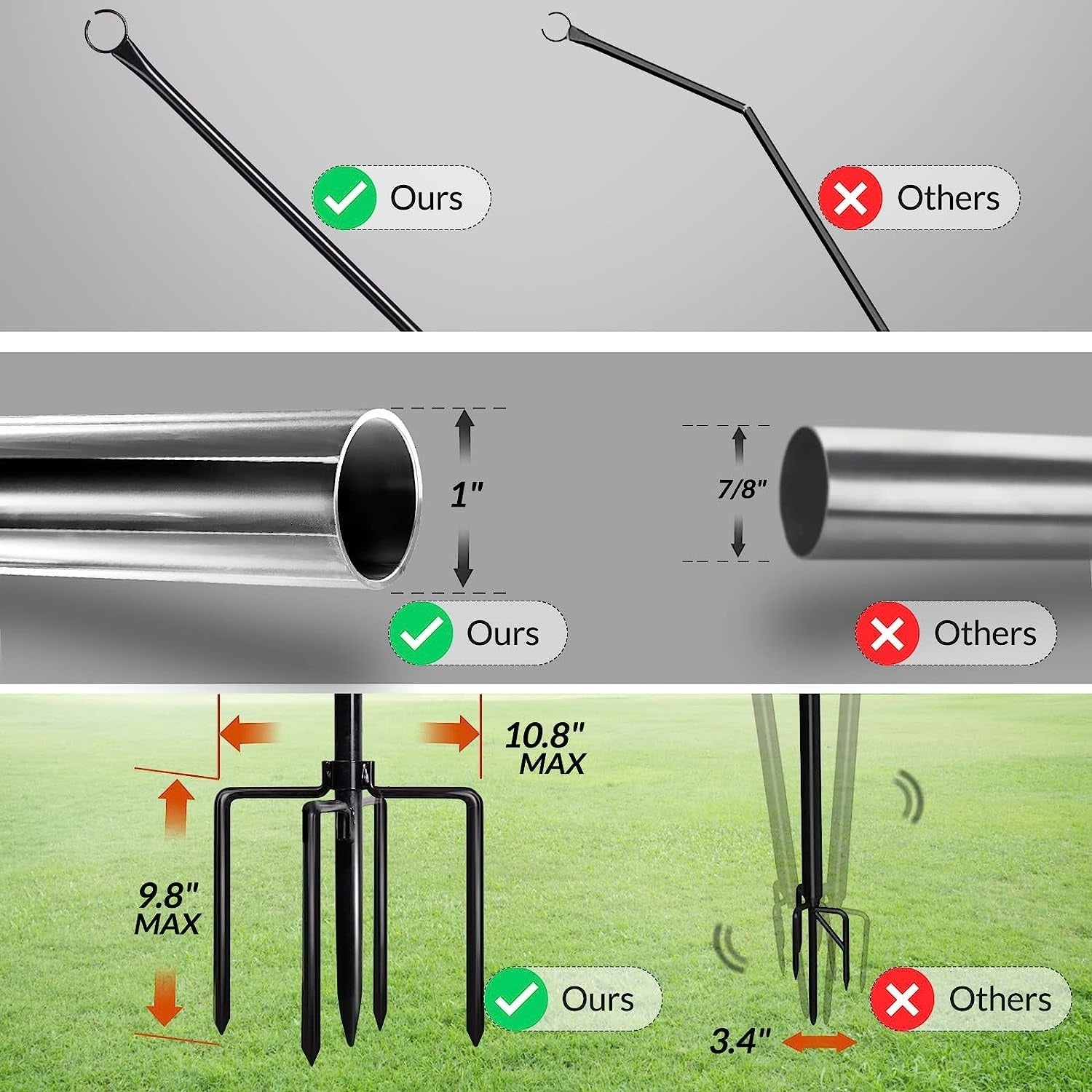 Guirlande lumineuse WaLensee de 2,9 m avec crochet pour suspendre des guirlandes lumineuses pour jardin, fête, terrasse, Noël, mariage