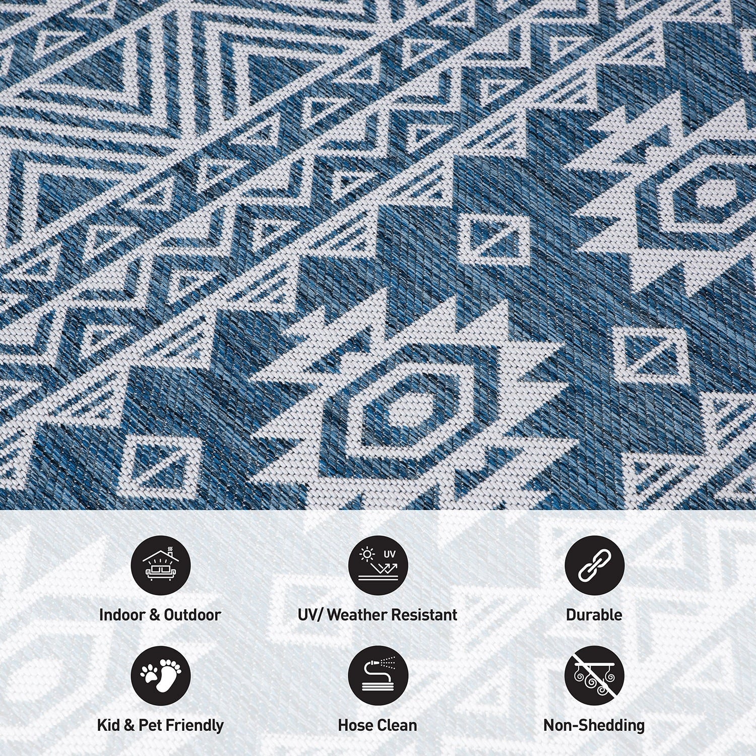 Tapis d'intérieur/extérieur texturé à motif géométrique bohème vieilli World Rug Gallery